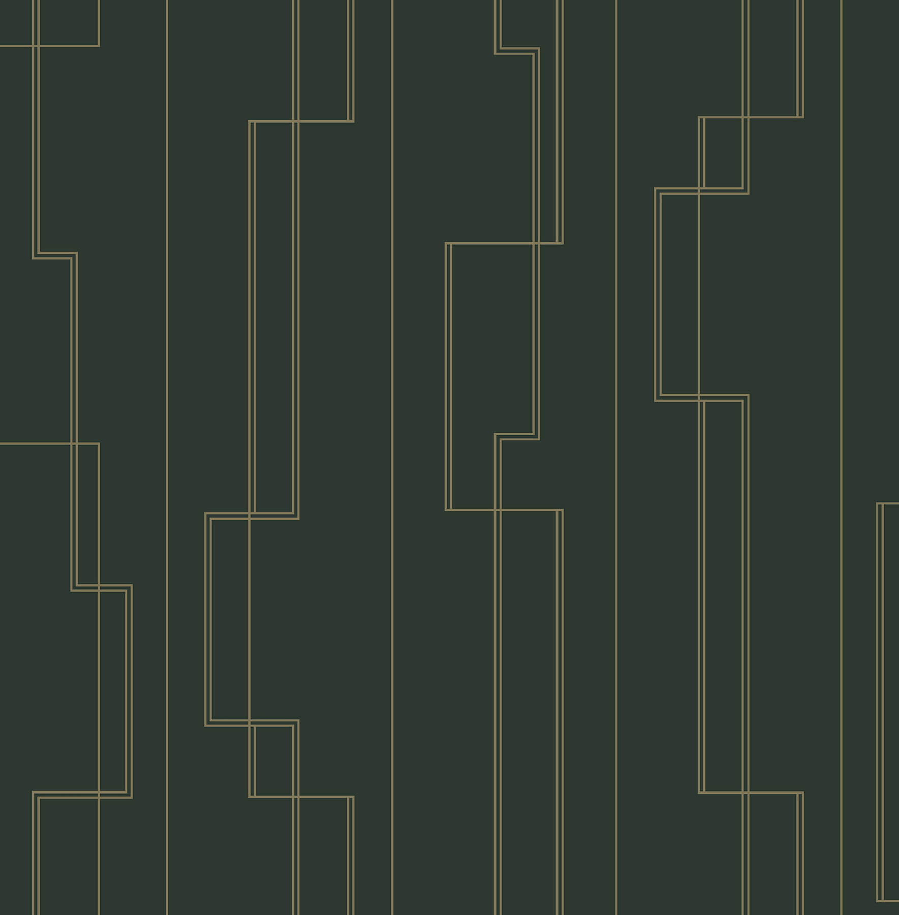 Anson Evergreen Deco Detailing Wallpaper