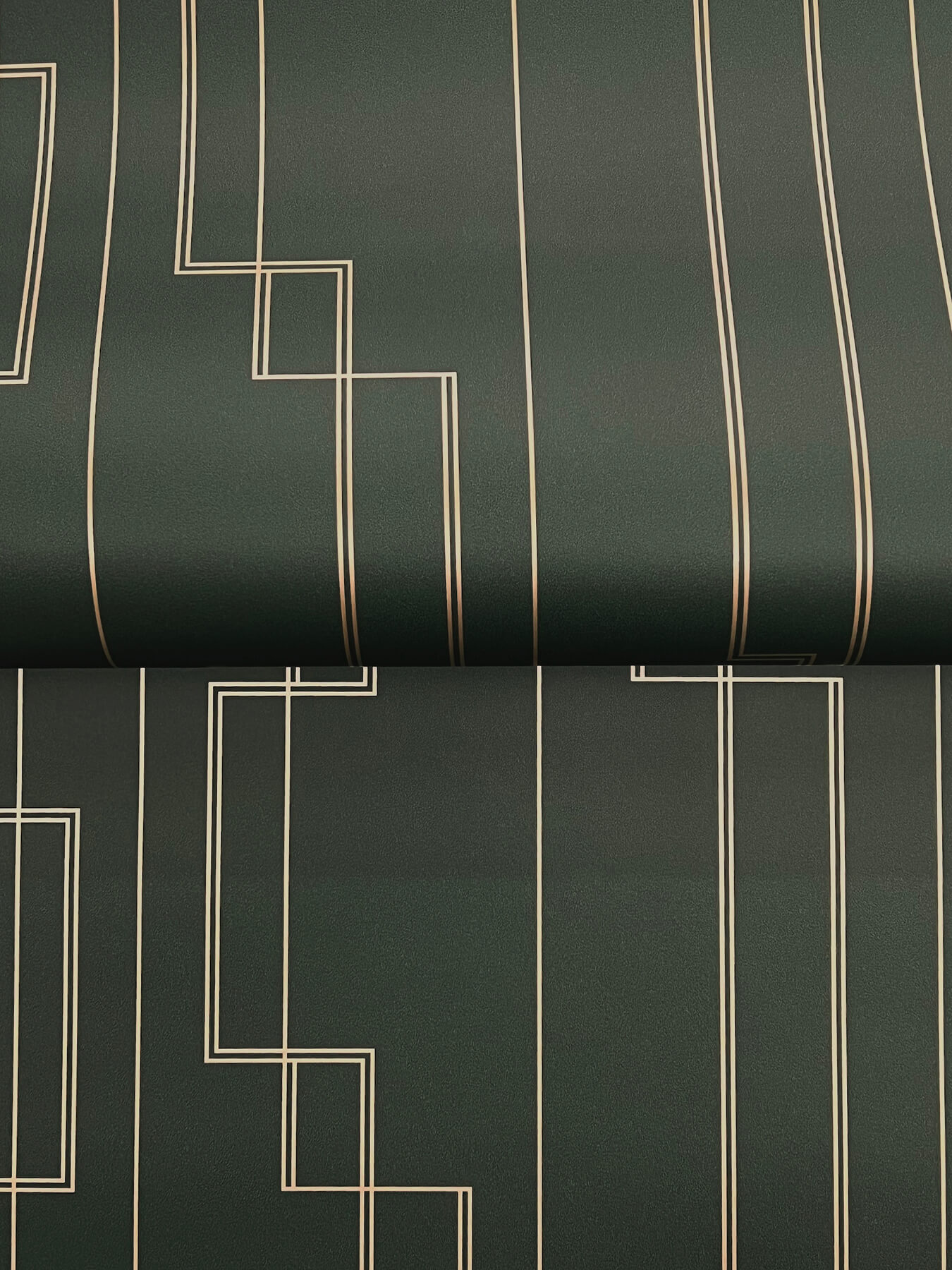 Anson Evergreen Deco Detailing Wallpaper
