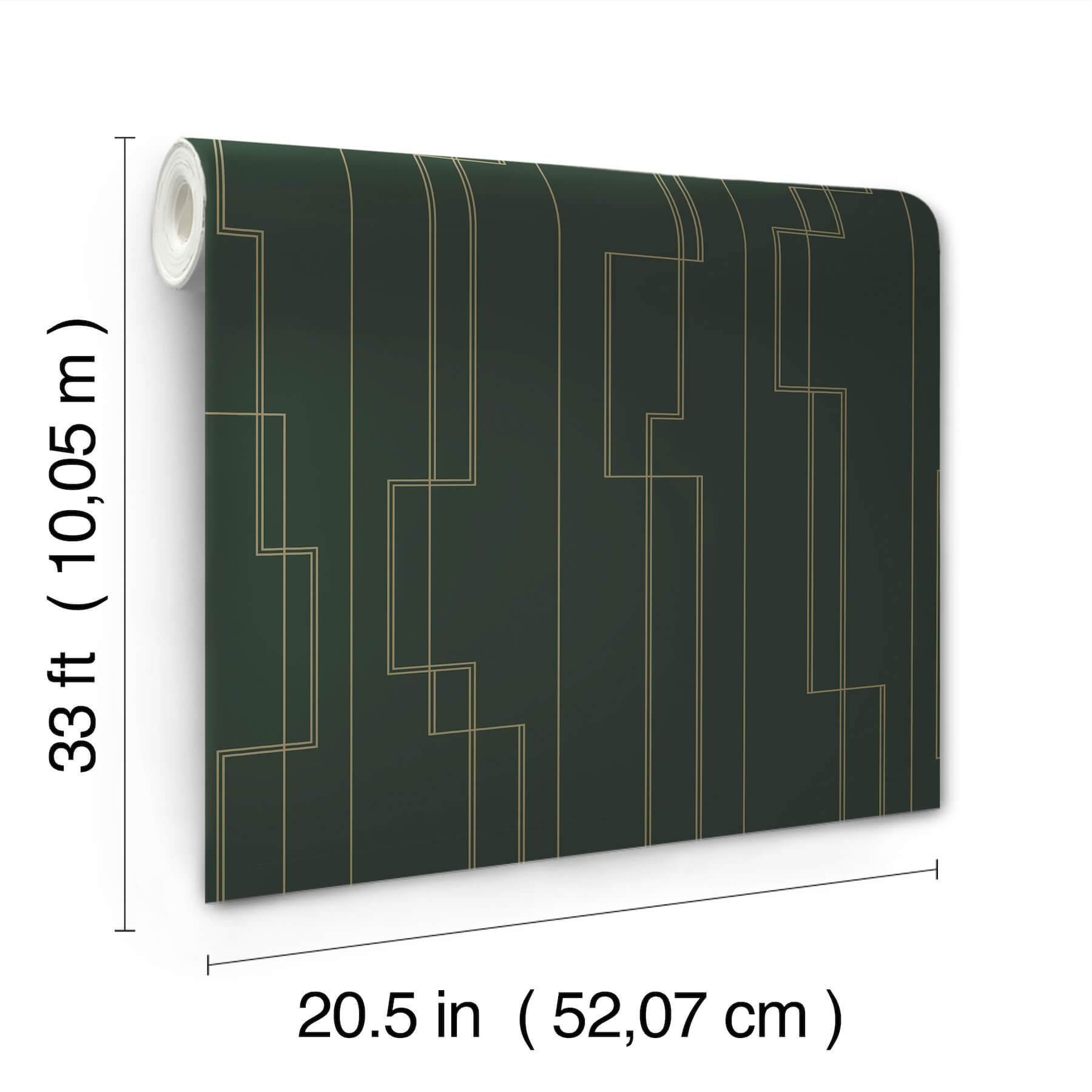 Anson Evergreen Deco Detailing Wallpaper