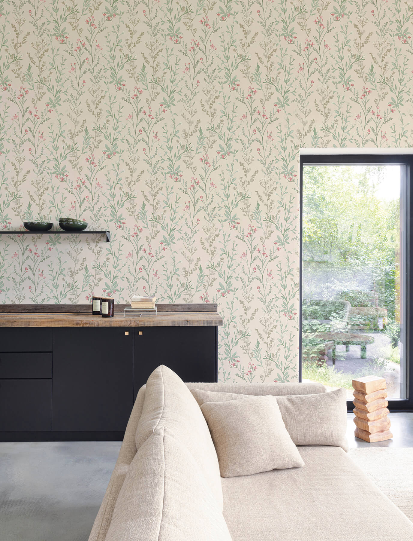 Laverne Blush Wildflowers Wallpaper