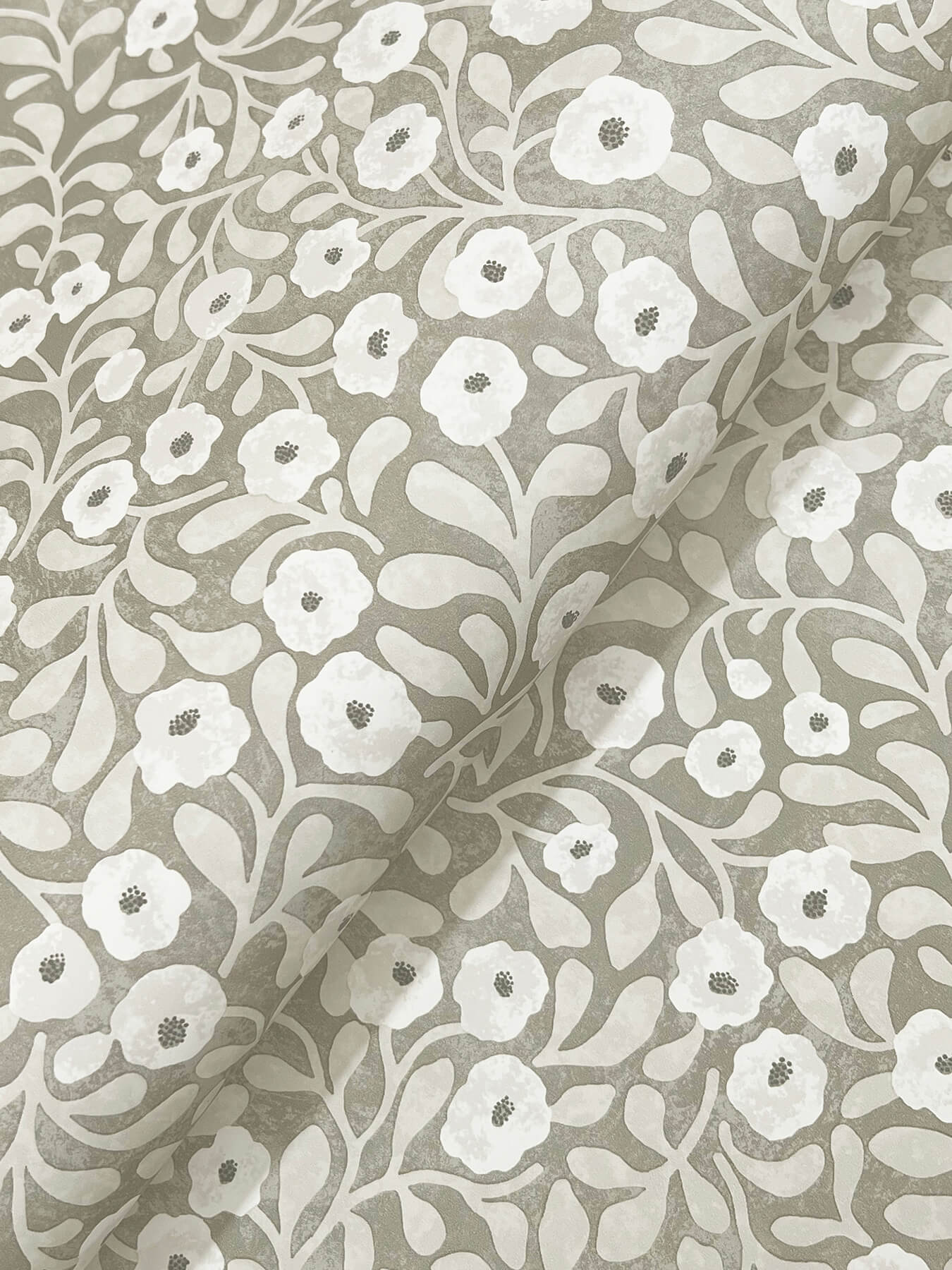 Poppy Trail Grey Floral Wallpaper