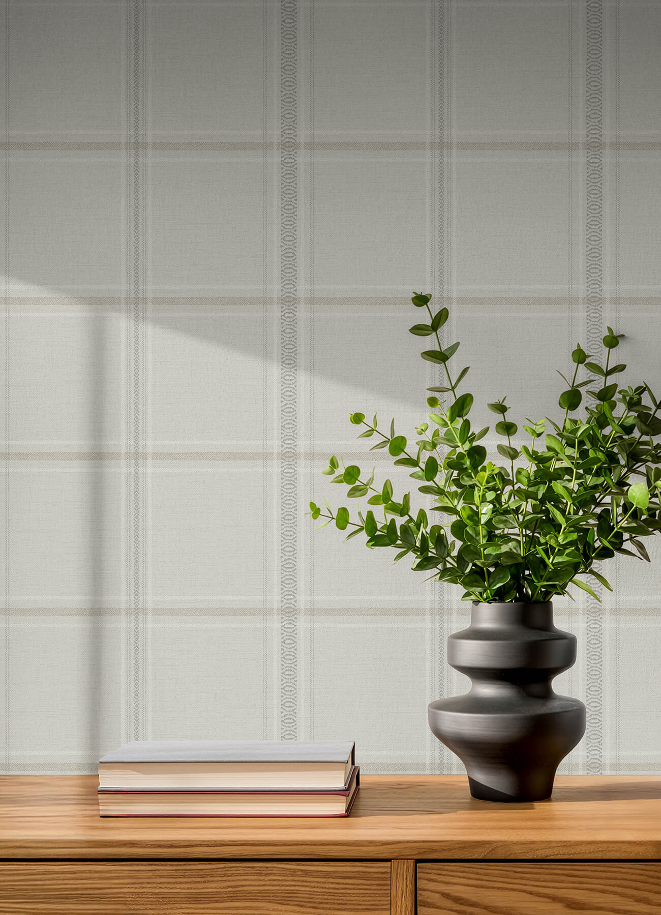 Auberge Taupe Plaid Wallpaper
