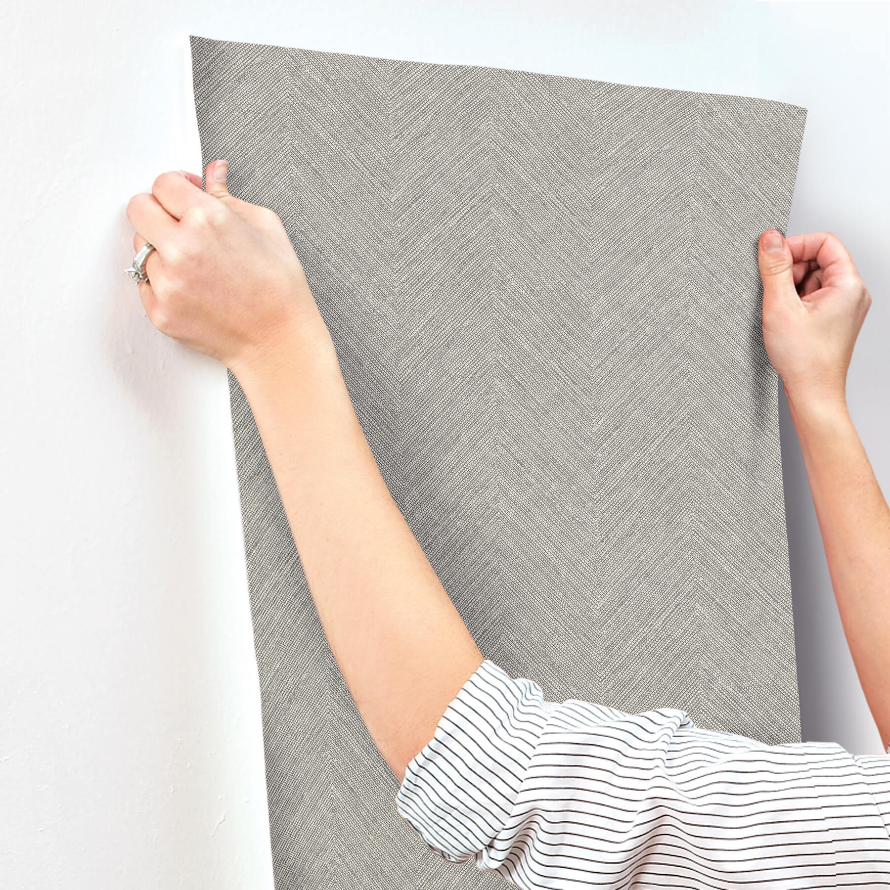 Caladesi Dark Grey Linen Chevron Wallpaper