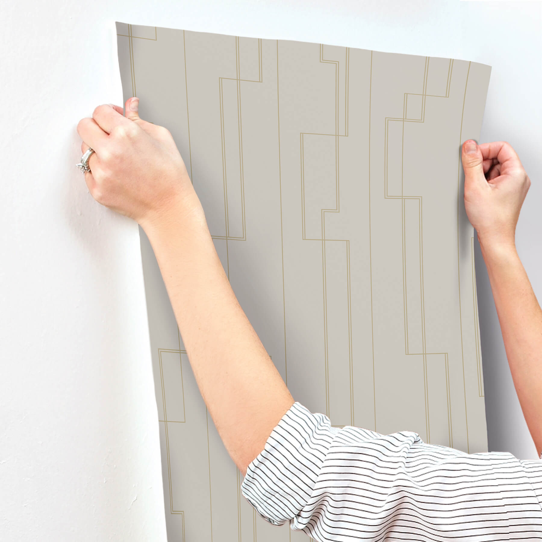 Anson Taupe Deco Detailing Wallpaper