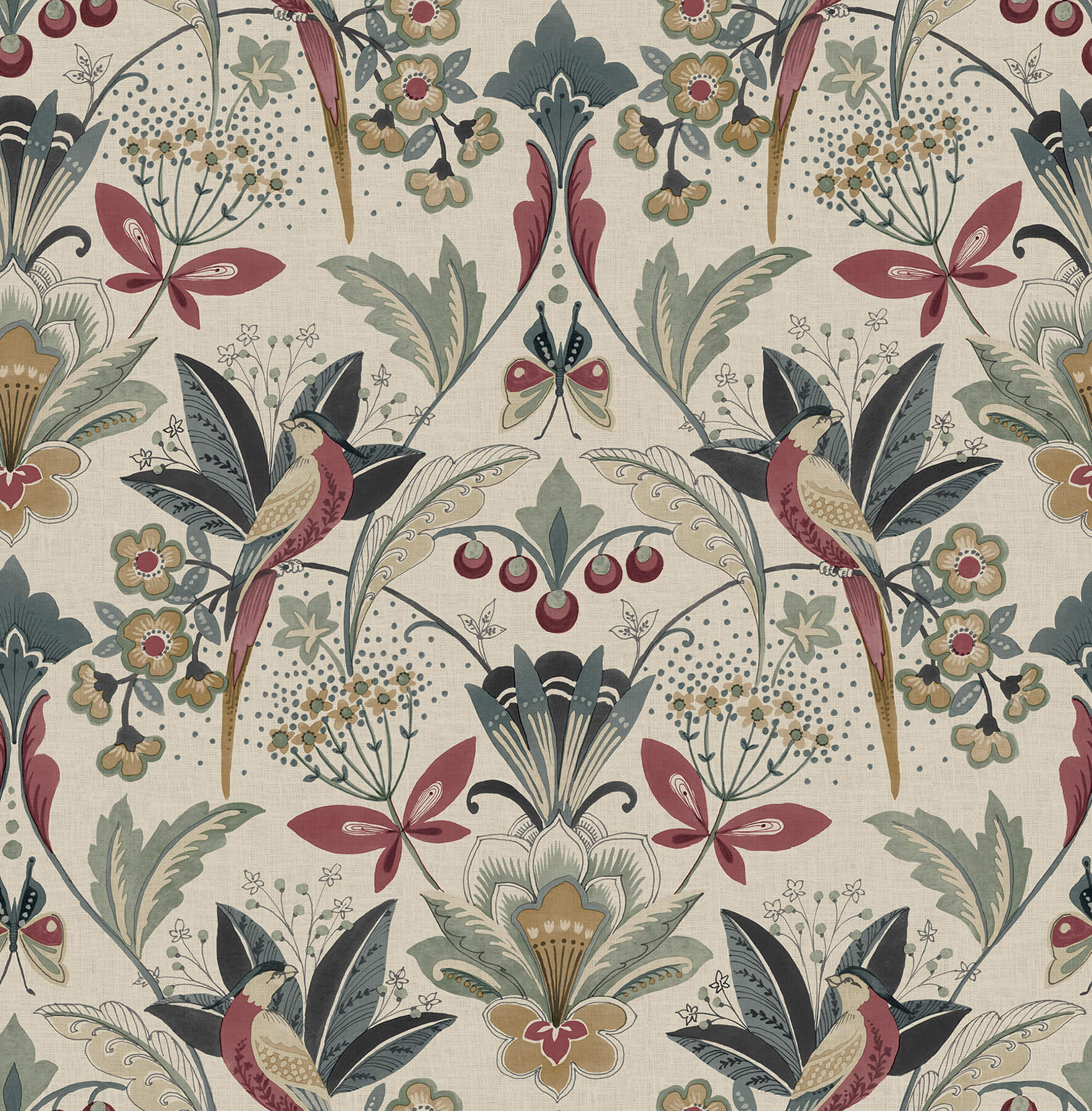Bernadette Merlot Garden Wilderness Wallpaper