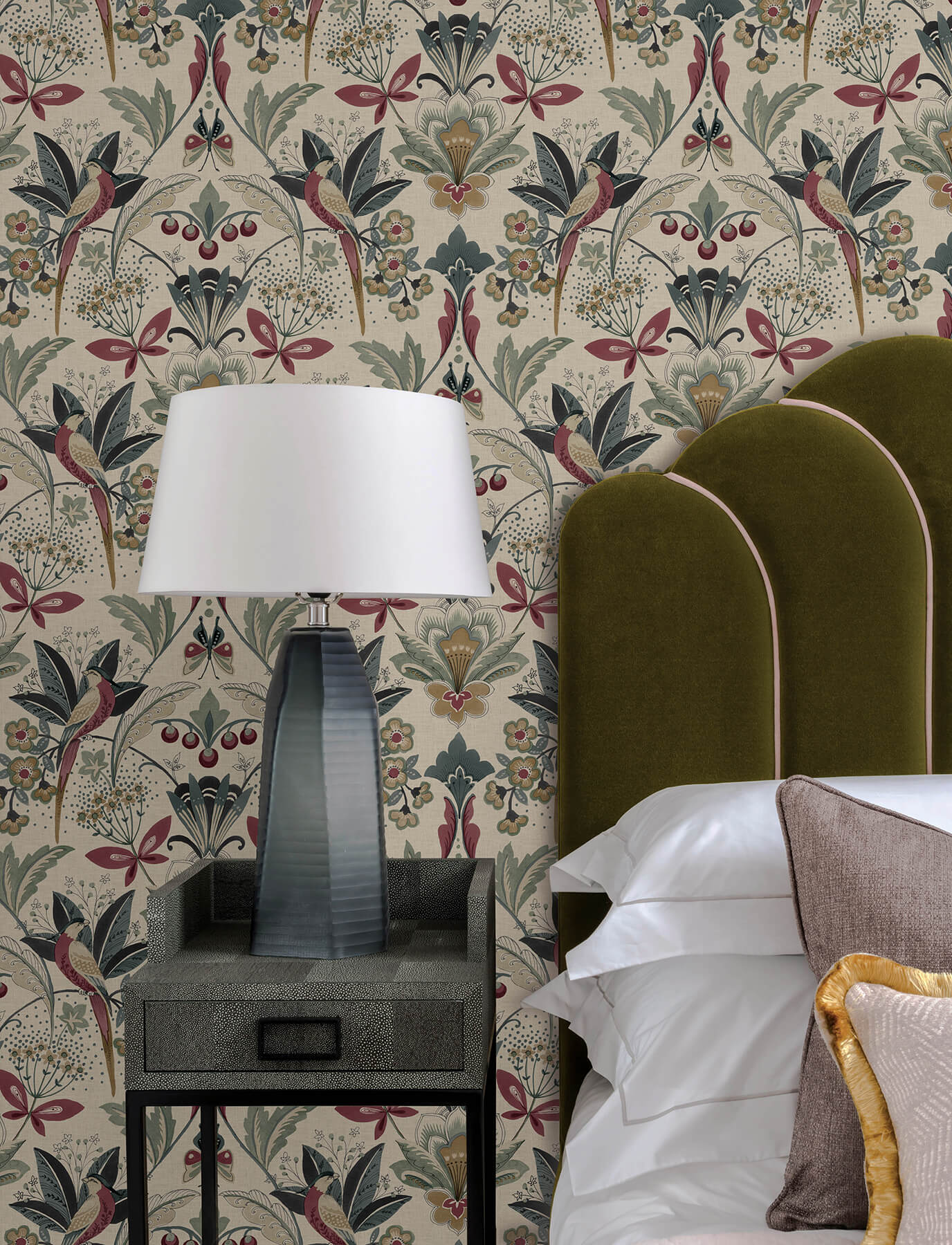 Bernadette Merlot Garden Wilderness Wallpaper
