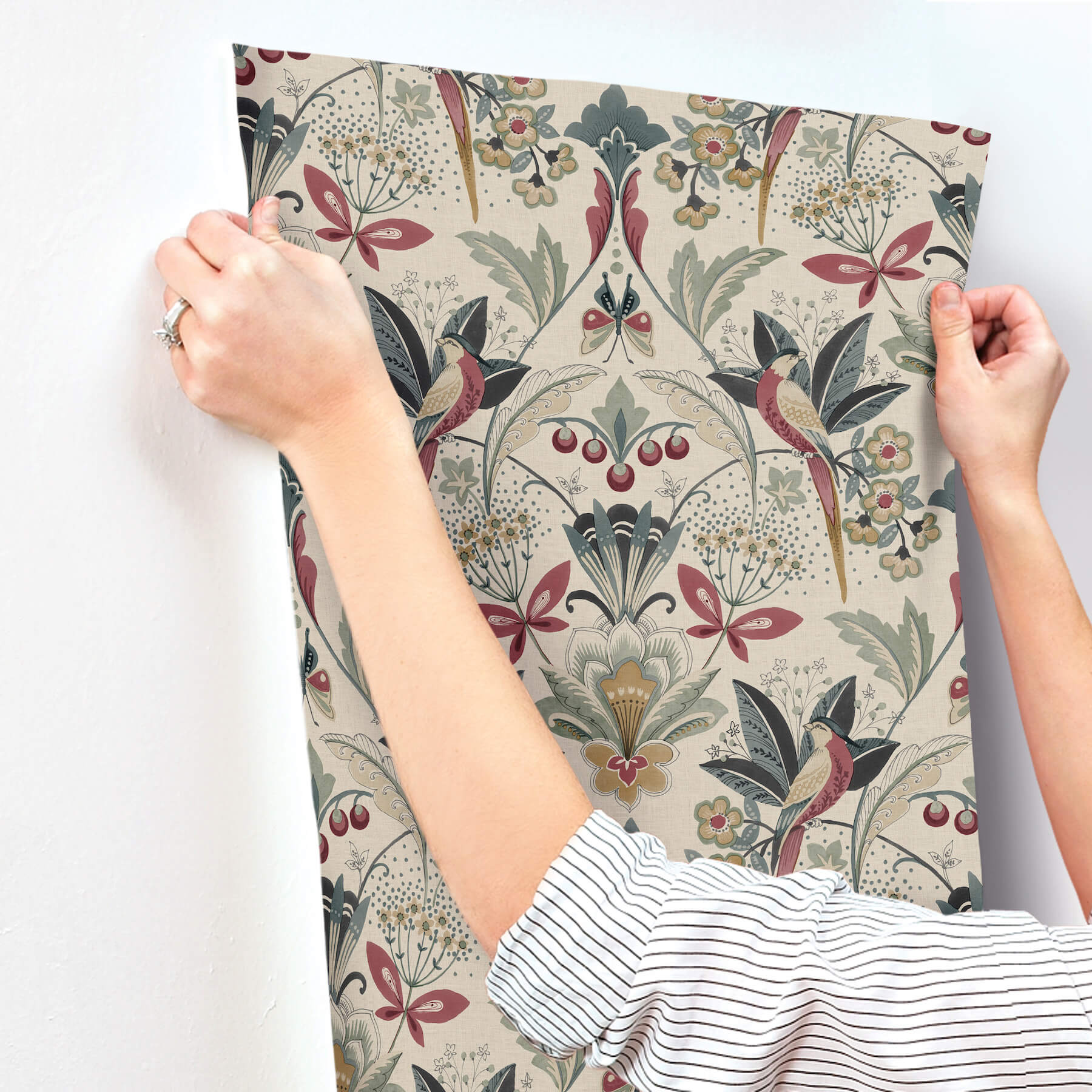 Bernadette Merlot Garden Wilderness Wallpaper