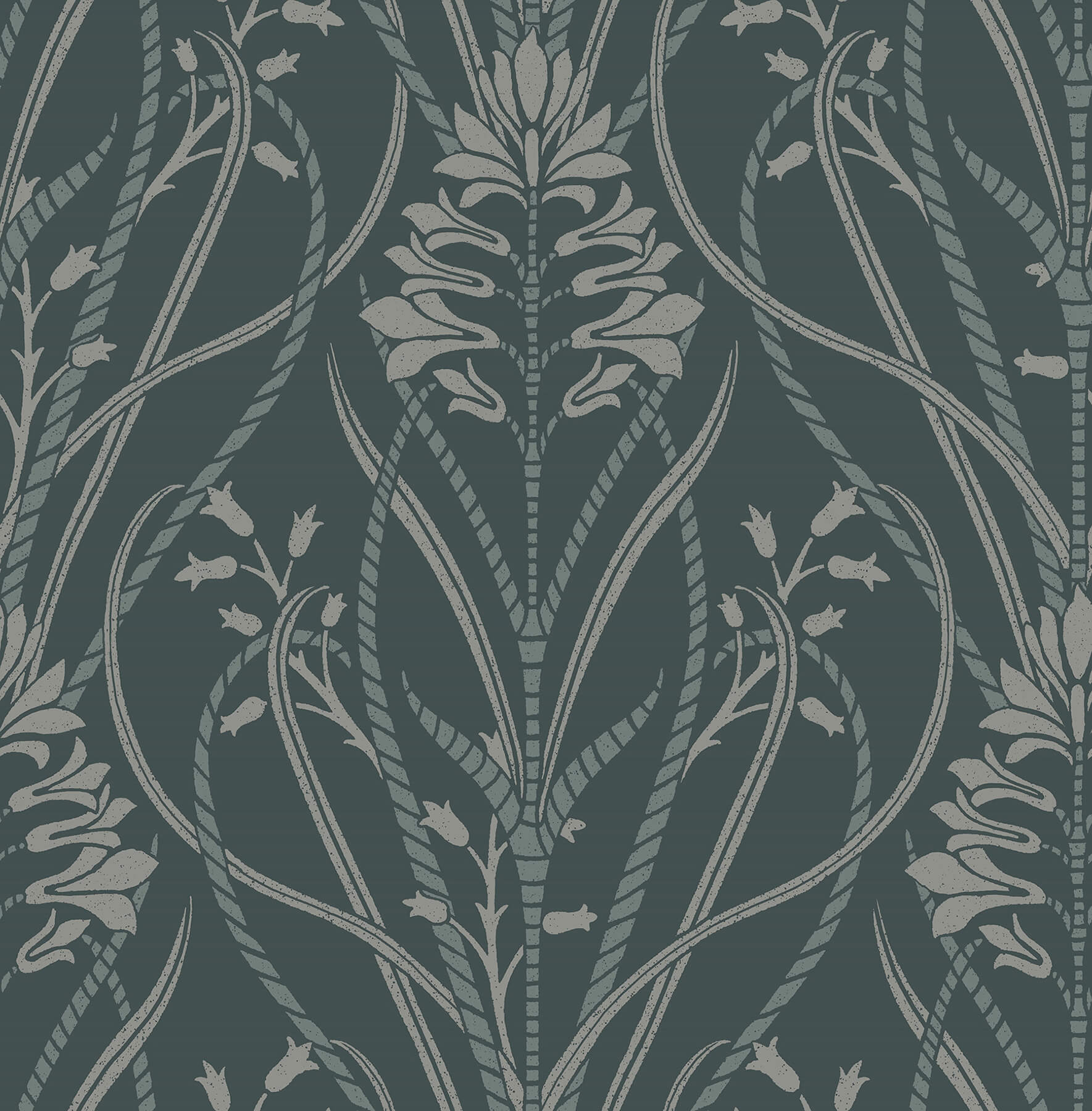 Rosalind Teal Iris Damask Wallpaper