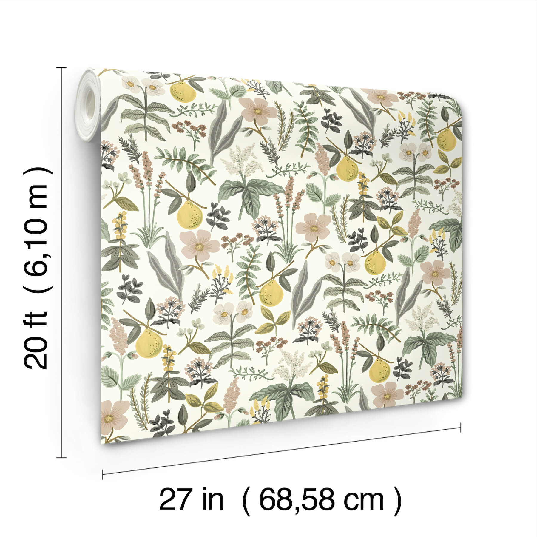 Herb Garden Cream Botanical Premium Peel  Stick Wallpaper