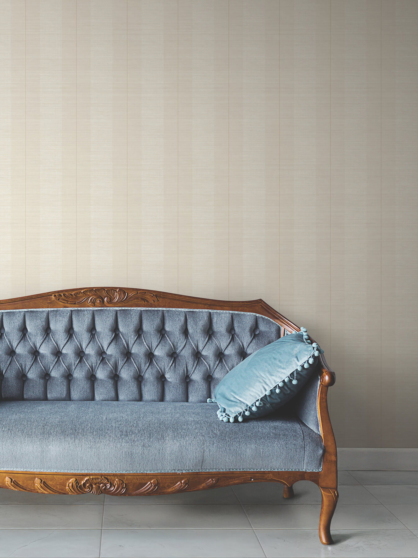 Colbert Stripe Ivory Textured Wallpaper
