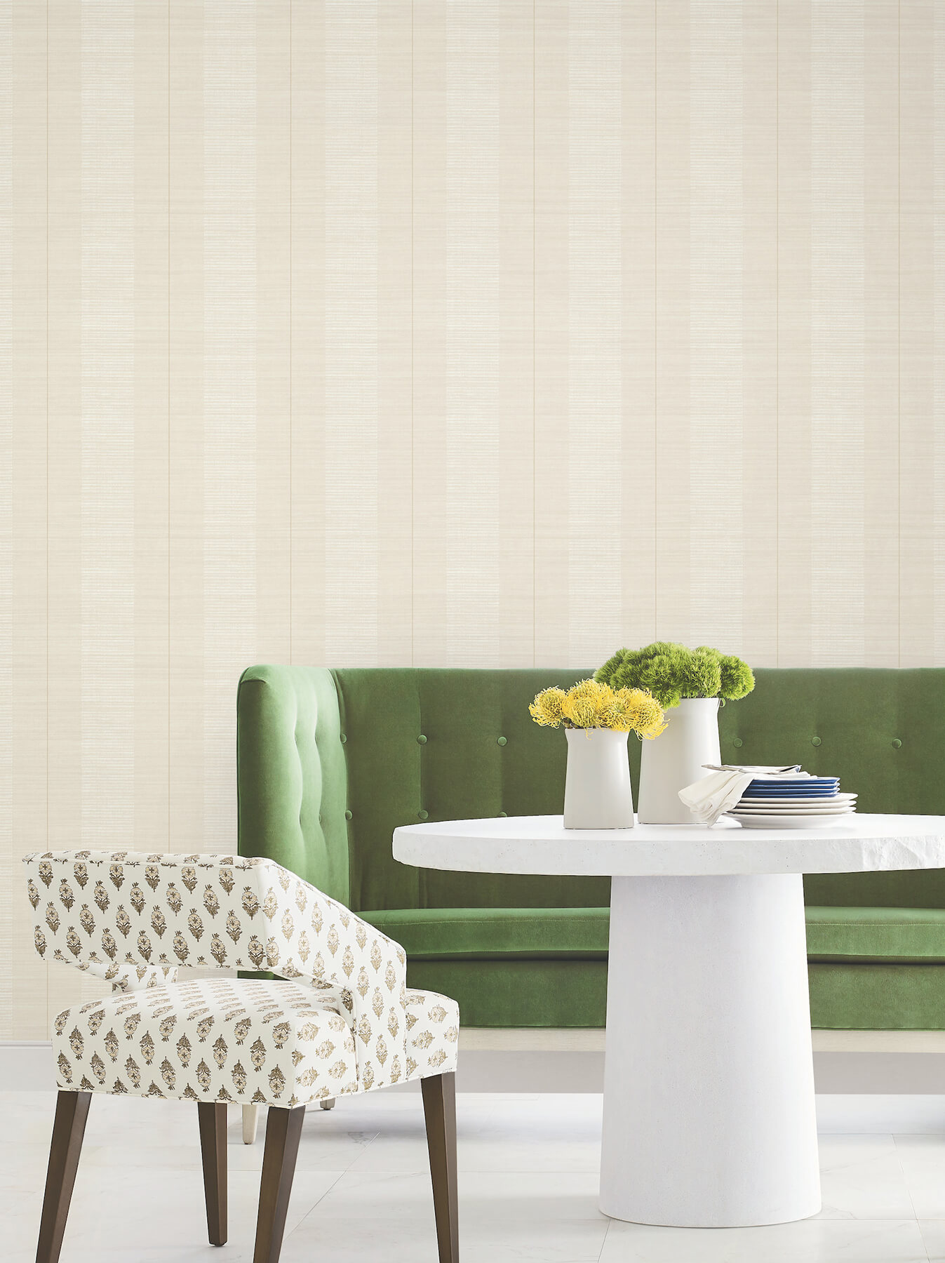 Colbert Stripe Ivory Textured Wallpaper