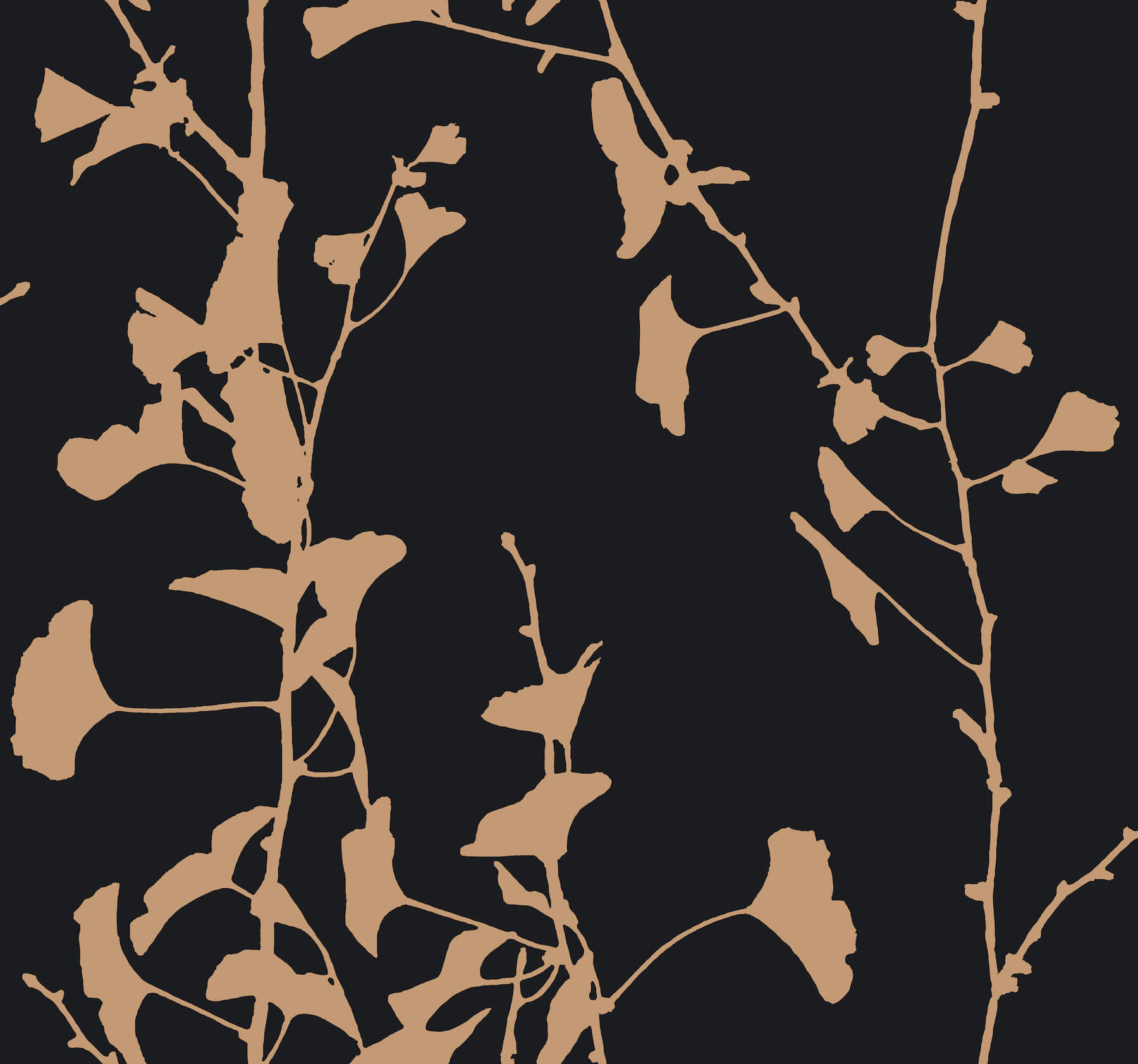393-ginkgo-silhouette-black-amp-gold-cork-wallpaper-1.jpg Ginkgo Silhouette Black & Gold Cork Wallpaper