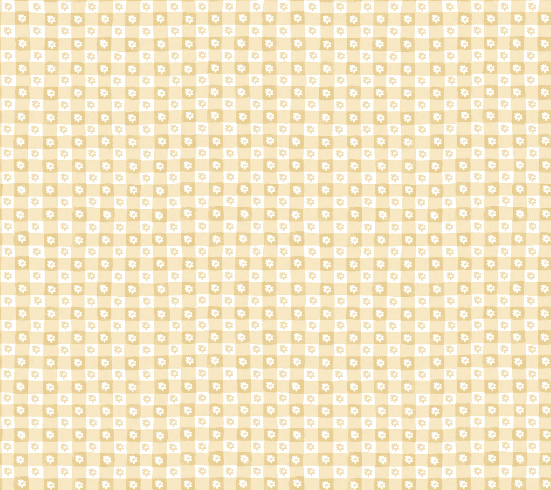 Daisy Gingham Gold Floral Check Premium Peel  Stick Wallpaper