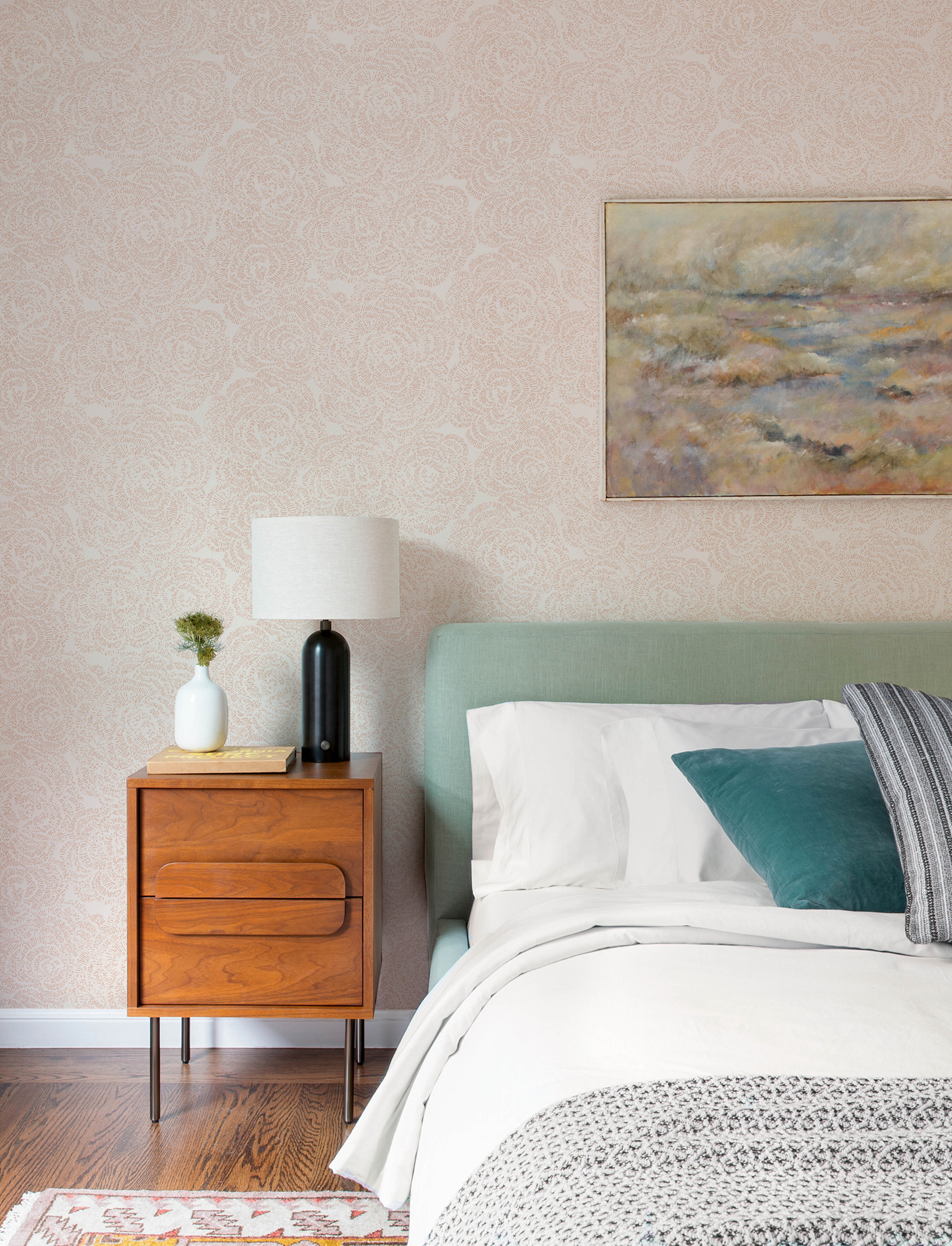 Ambroise Light Pink Abstract Floral Wallpaper