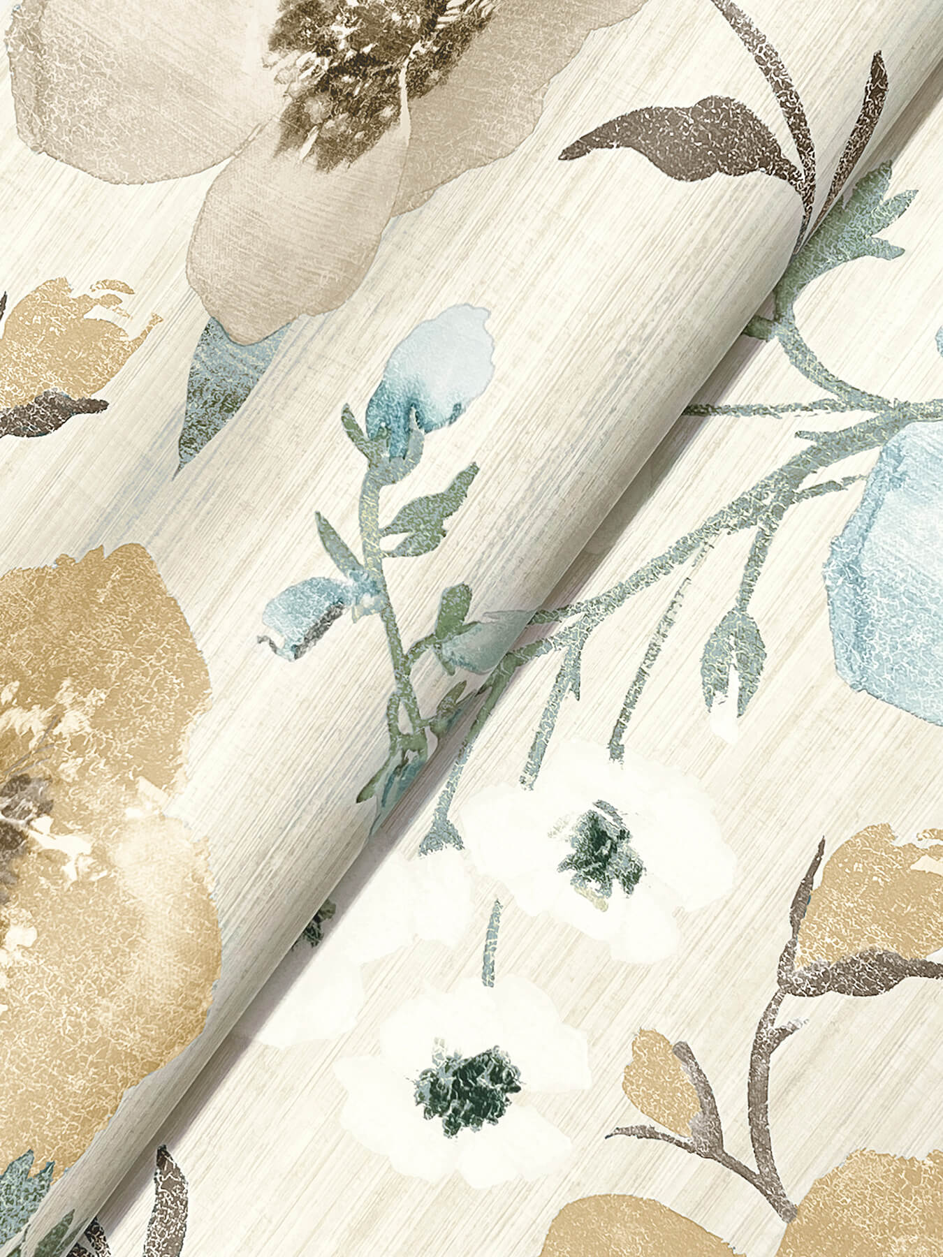 Evelyn Wheat Floral Wallpaper