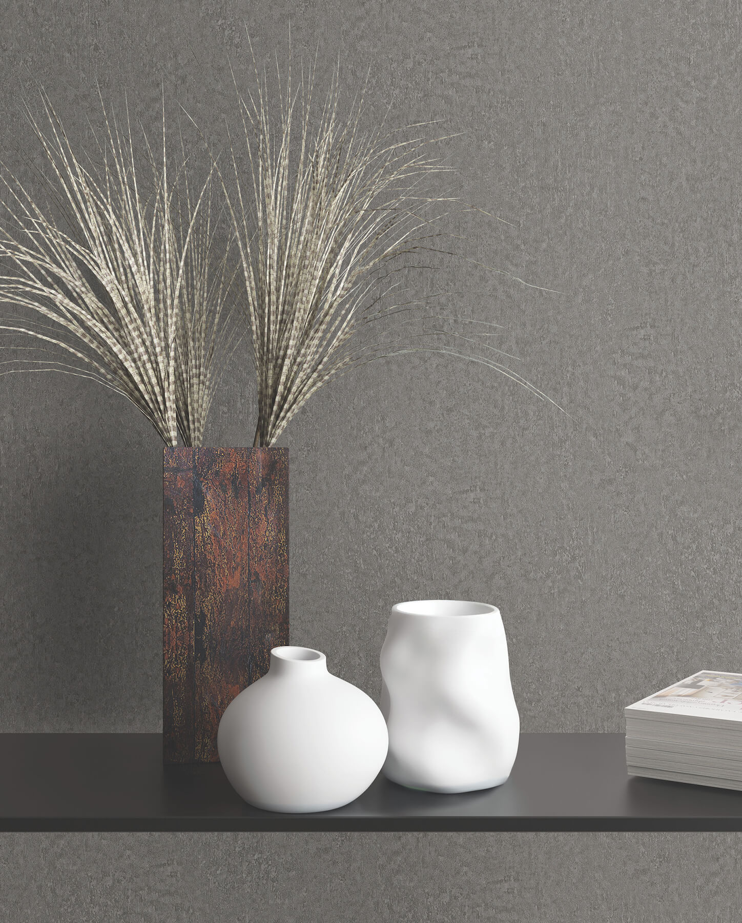 Jemma Dark Grey Distressed Wallpaper