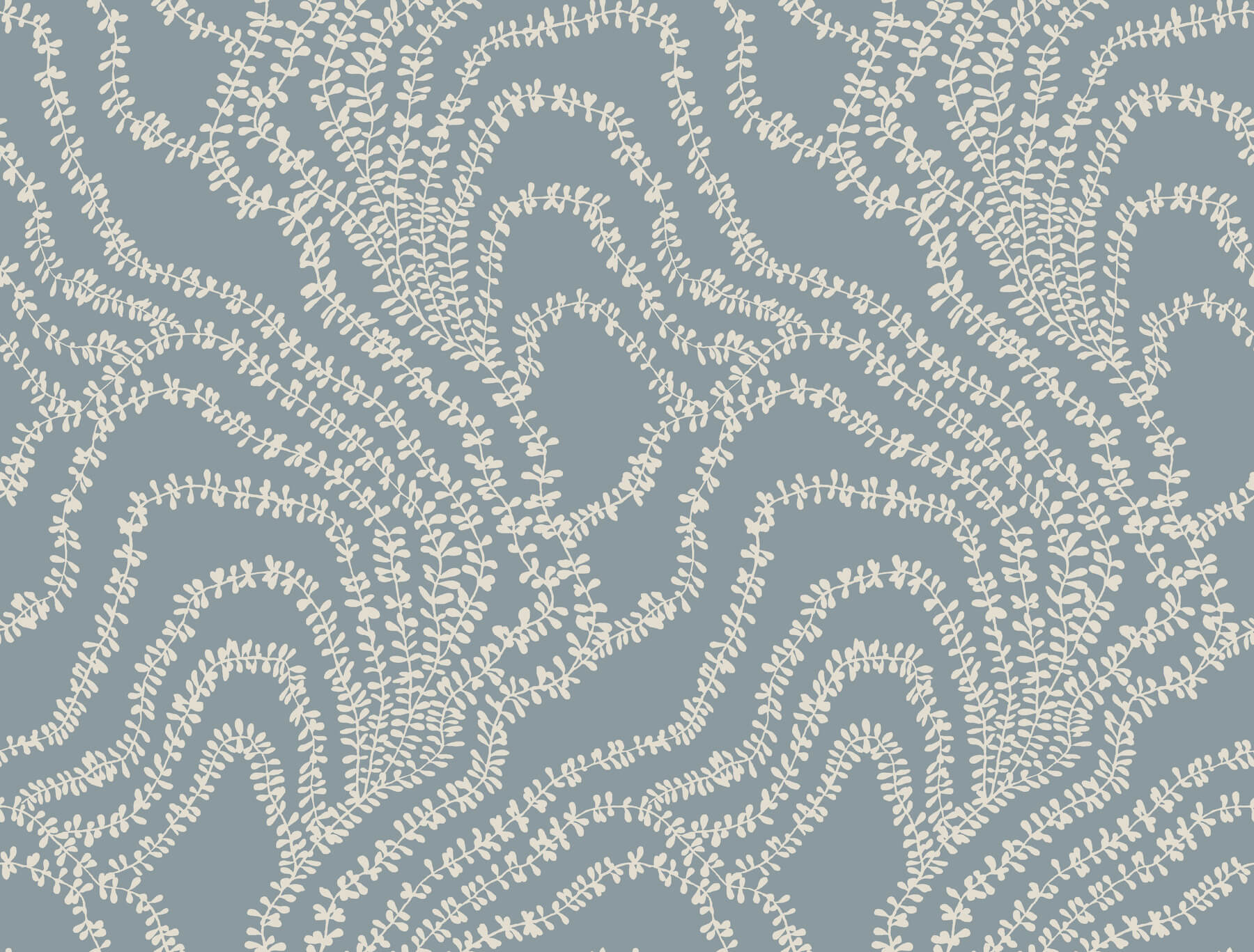 String of Pearls Denim Vine Wallpaper