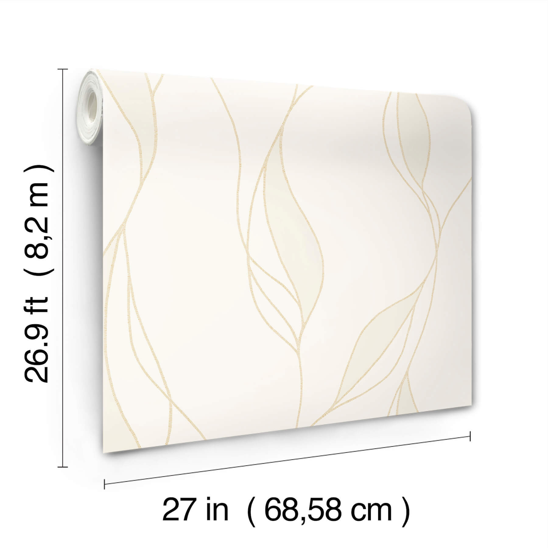 Society Hill White Abstract Leaf Wallpaper