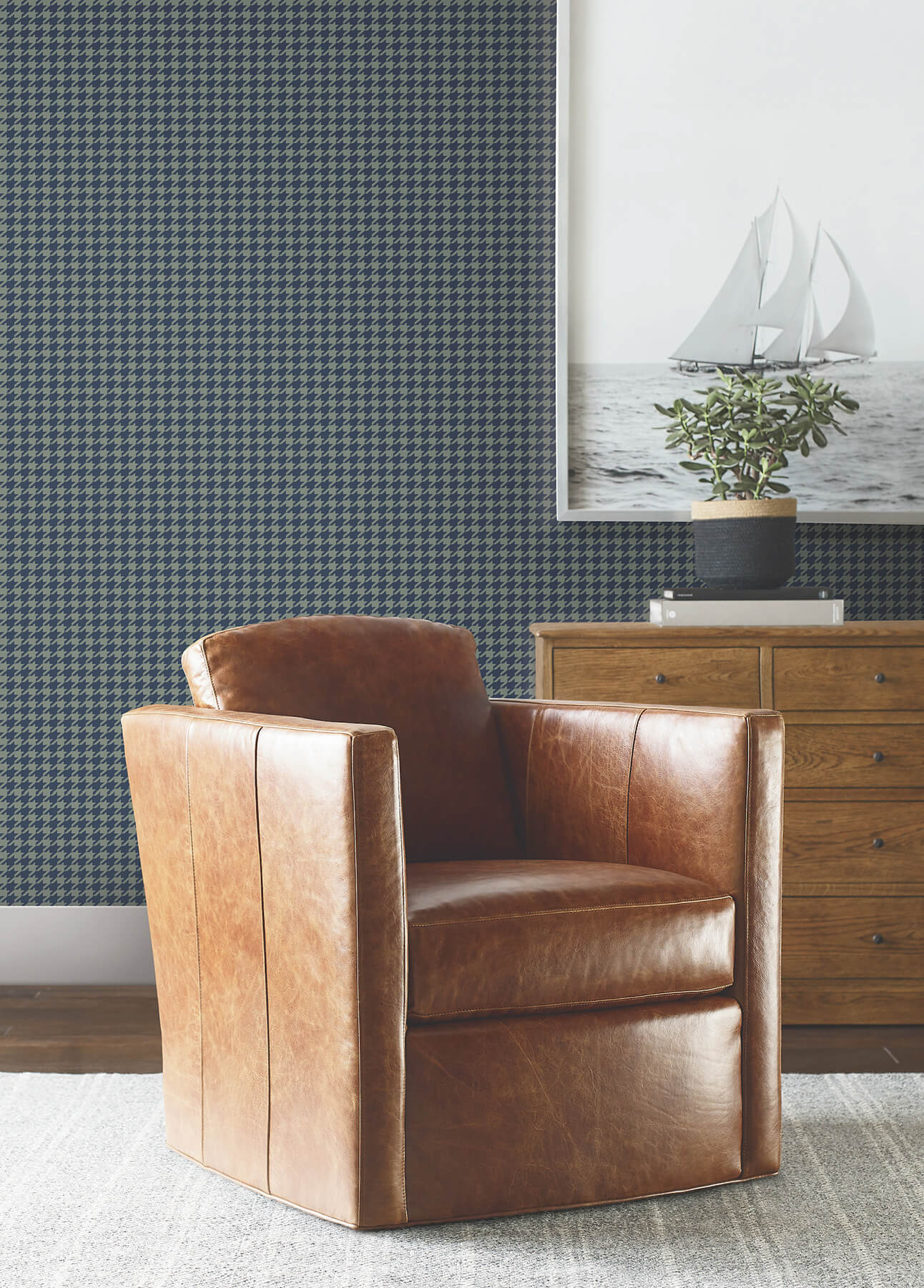 Watson Sea Green Houndstooth Wallpaper