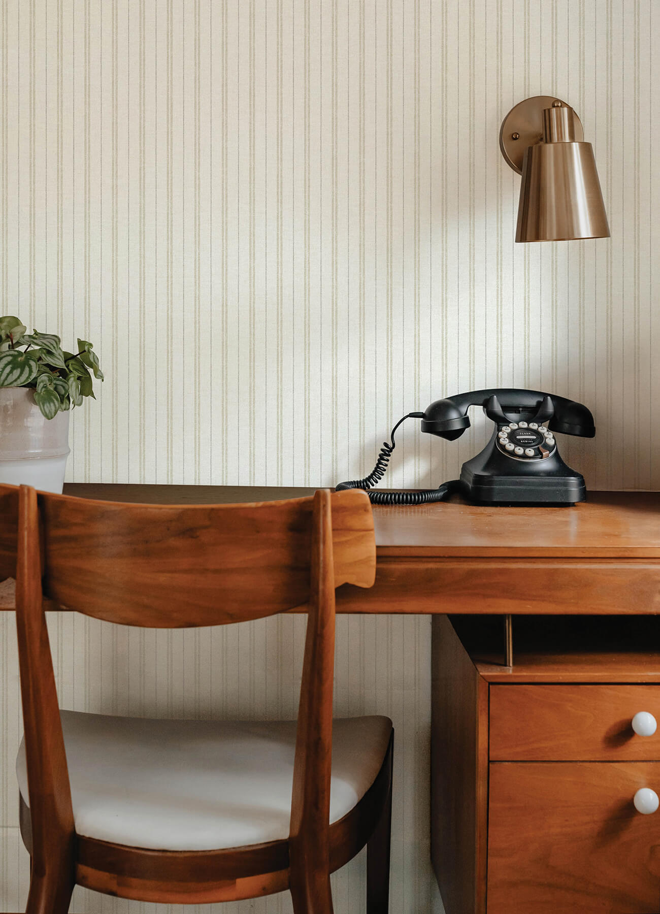 Harville Beige Double Stripe Wallpaper