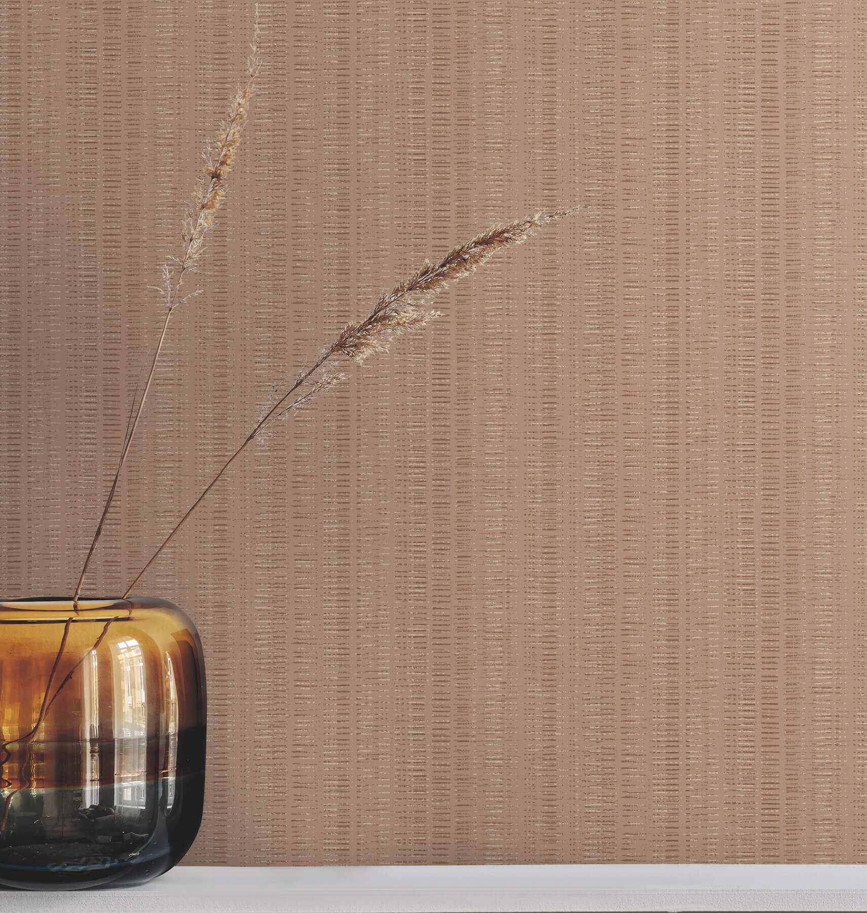 Line In The Sand Salmon Woven Stripe Wallpaper