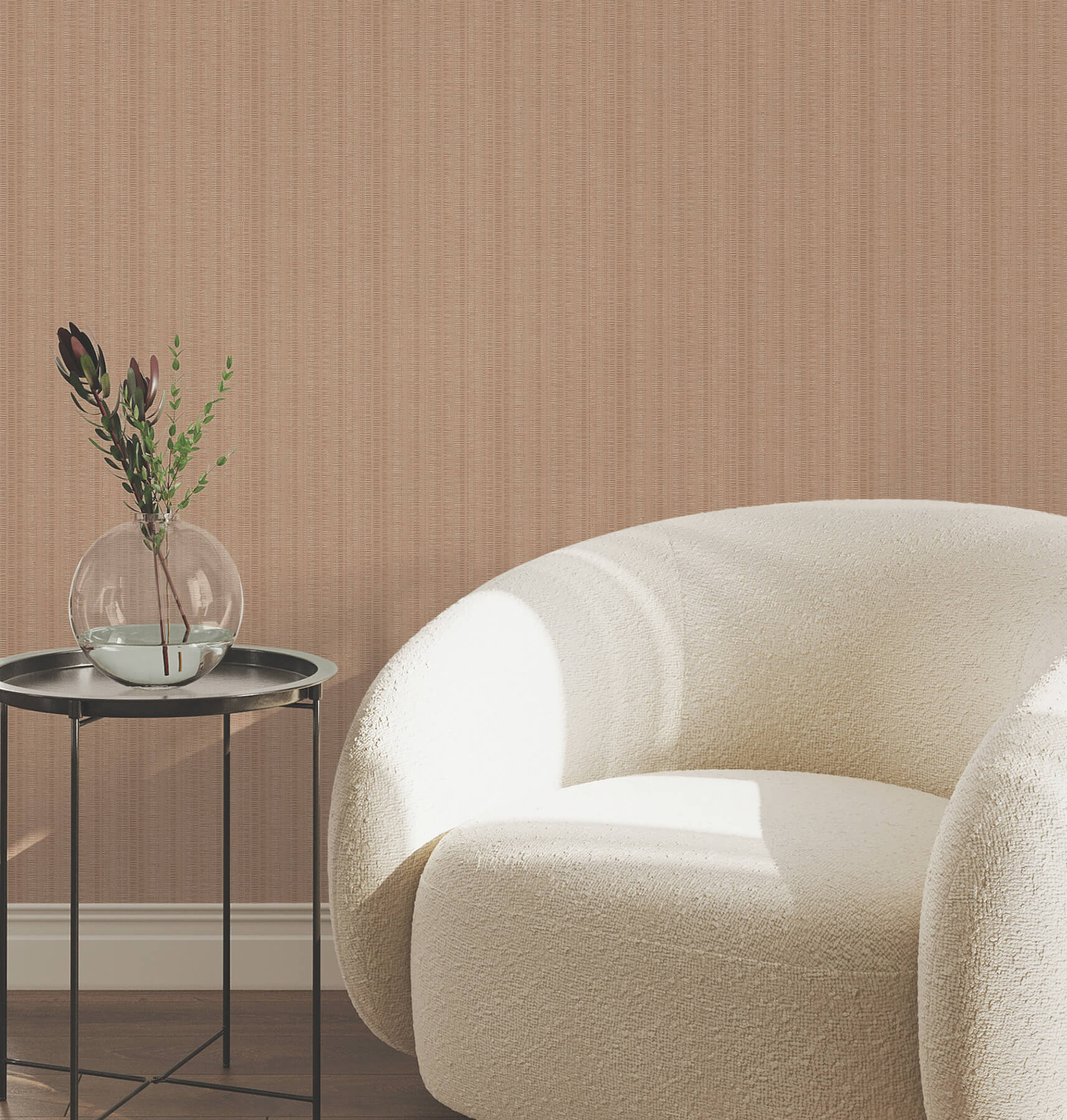 Line In The Sand Salmon Woven Stripe Wallpaper