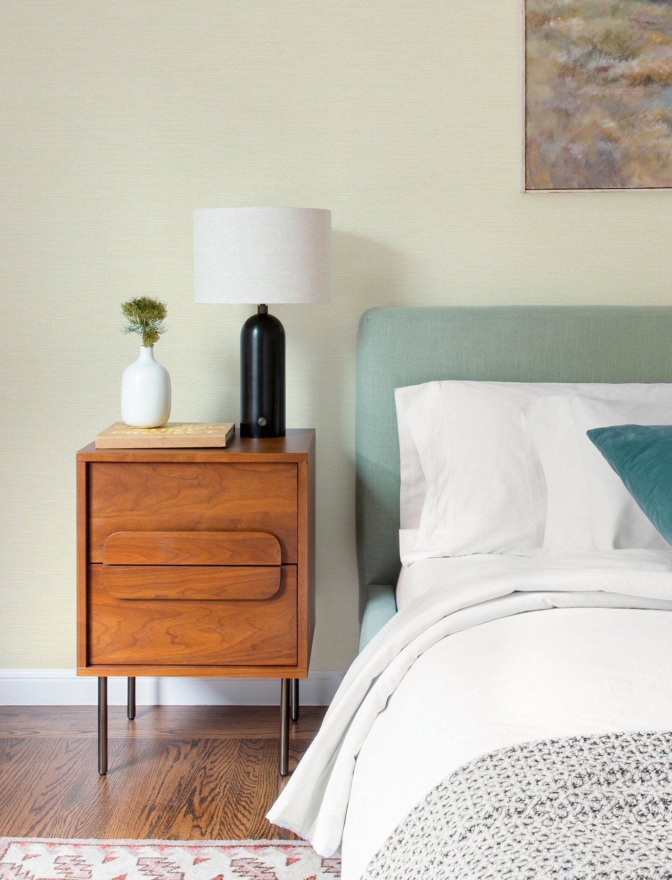 Agave Light Yellow Faux Grasscloth Wallpaper