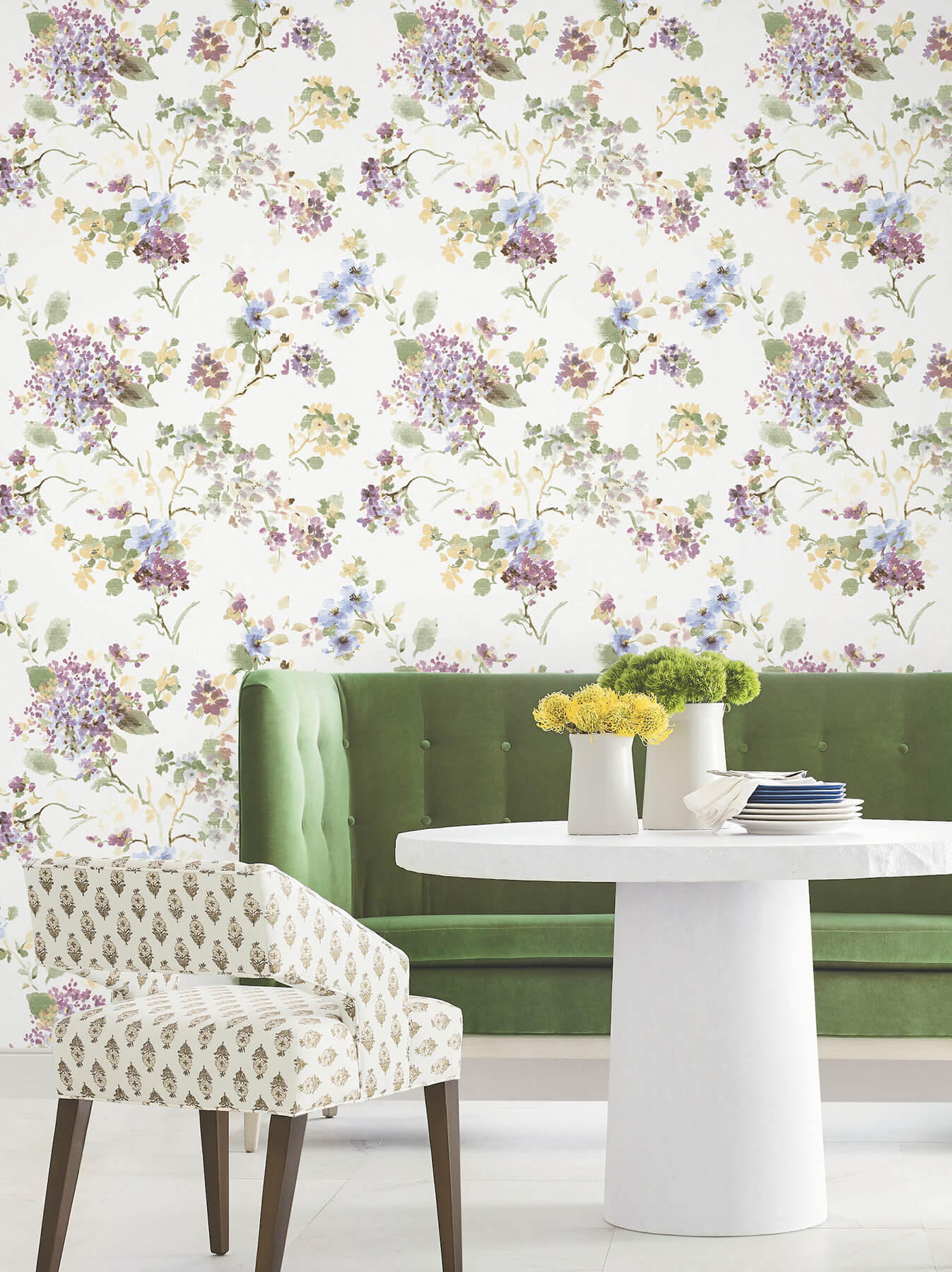Veiled Garden Plum Floral Wallpaper