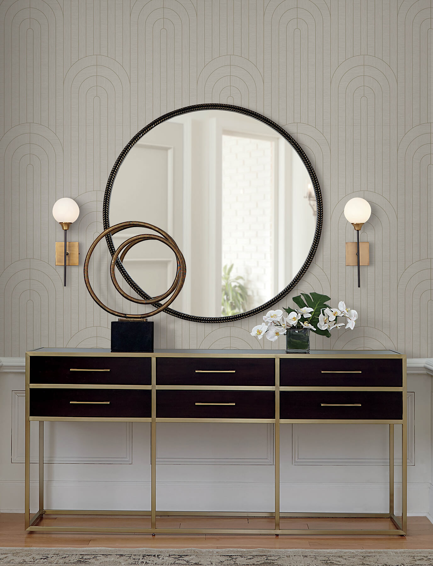 Declan Neutral Textured Arches Wallpaper