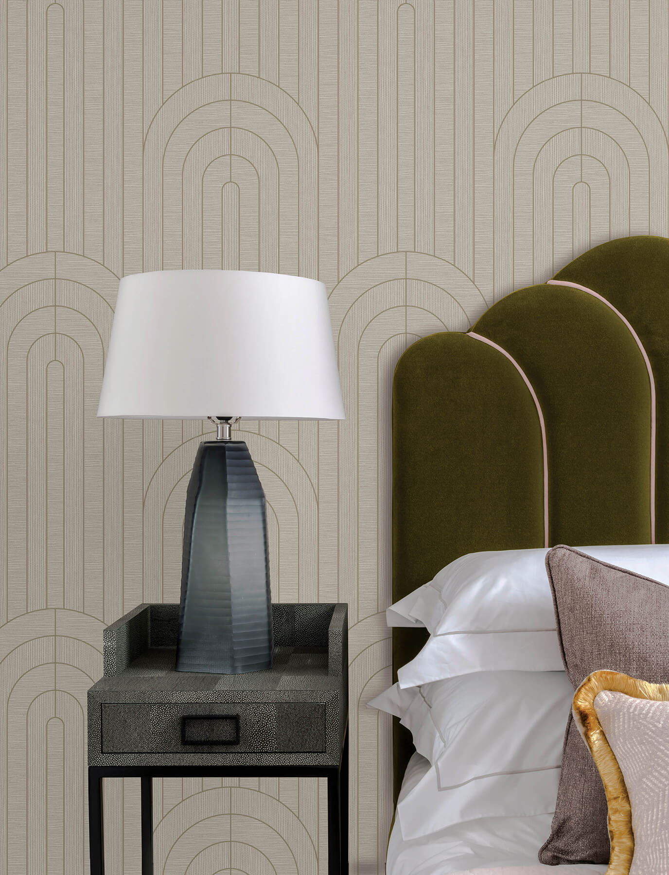 Declan Neutral Textured Arches Wallpaper