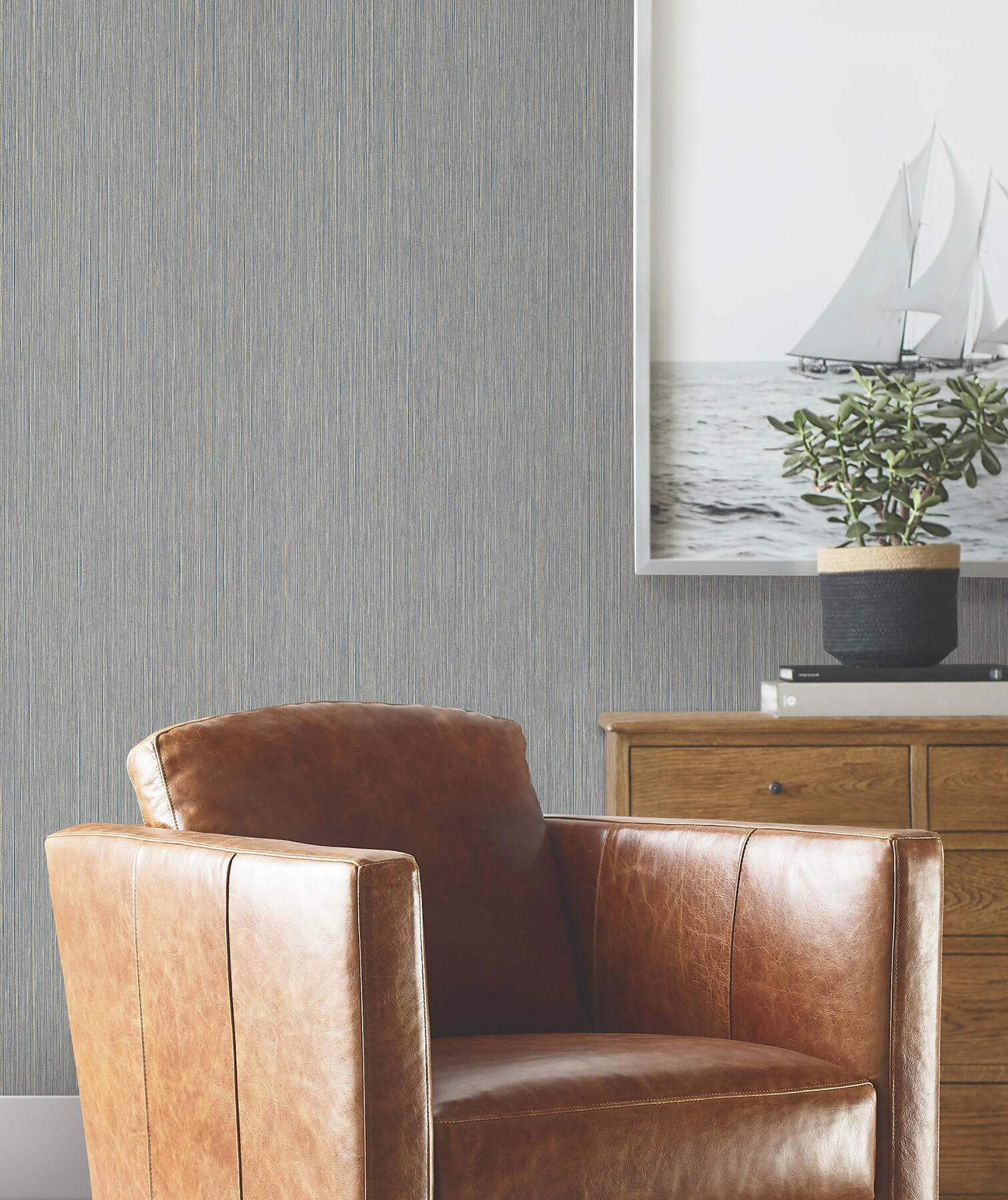 Atticus Navy String Wallpaper