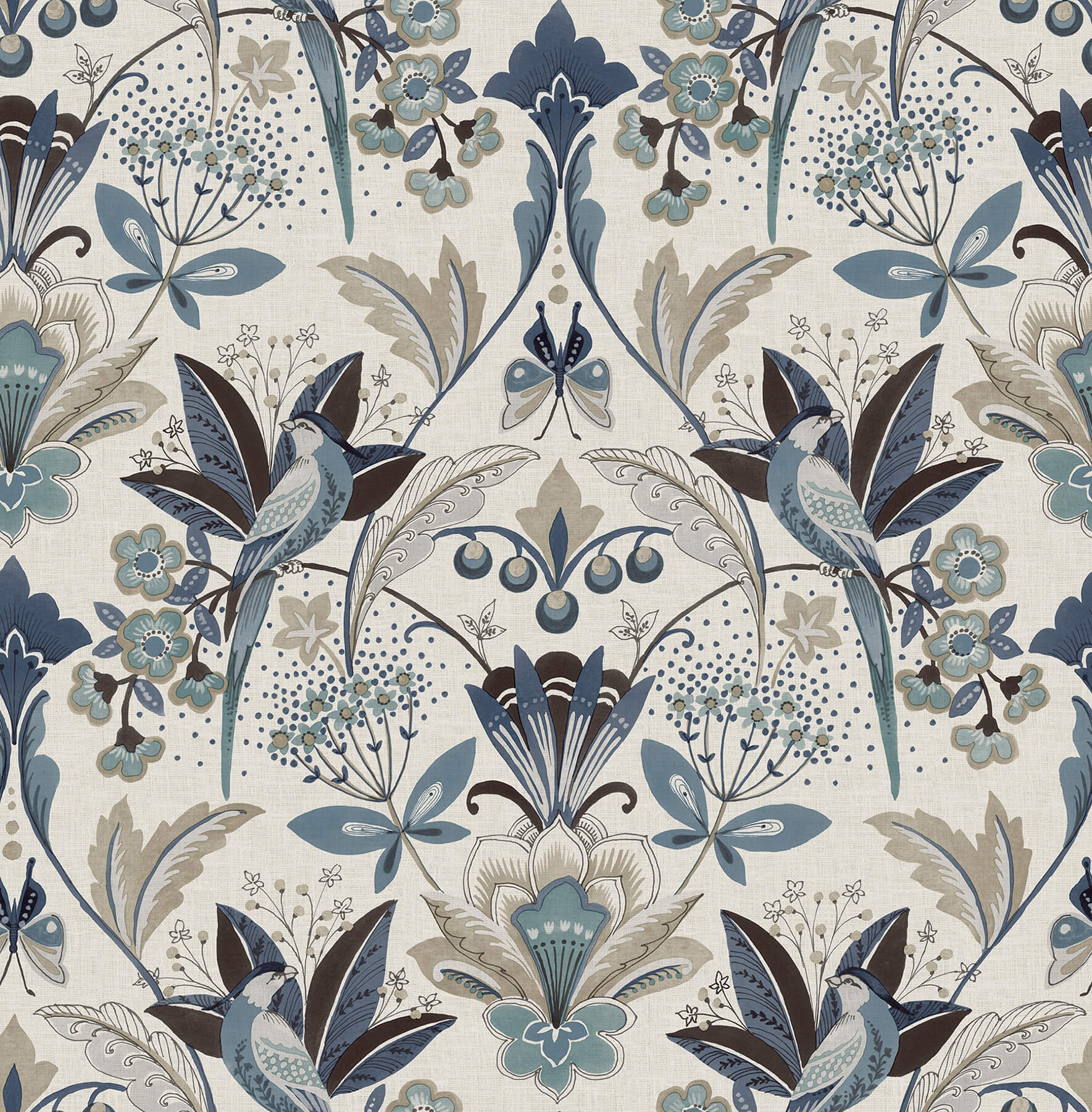 Bernadette Blue Garden Wilderness Wallpaper