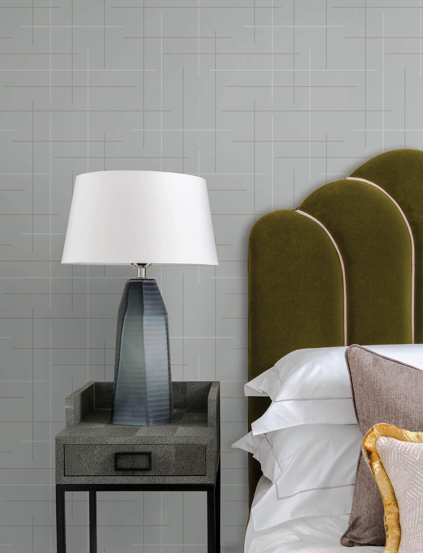 Wylie Light Blue Dotted Gridlines Wallpaper