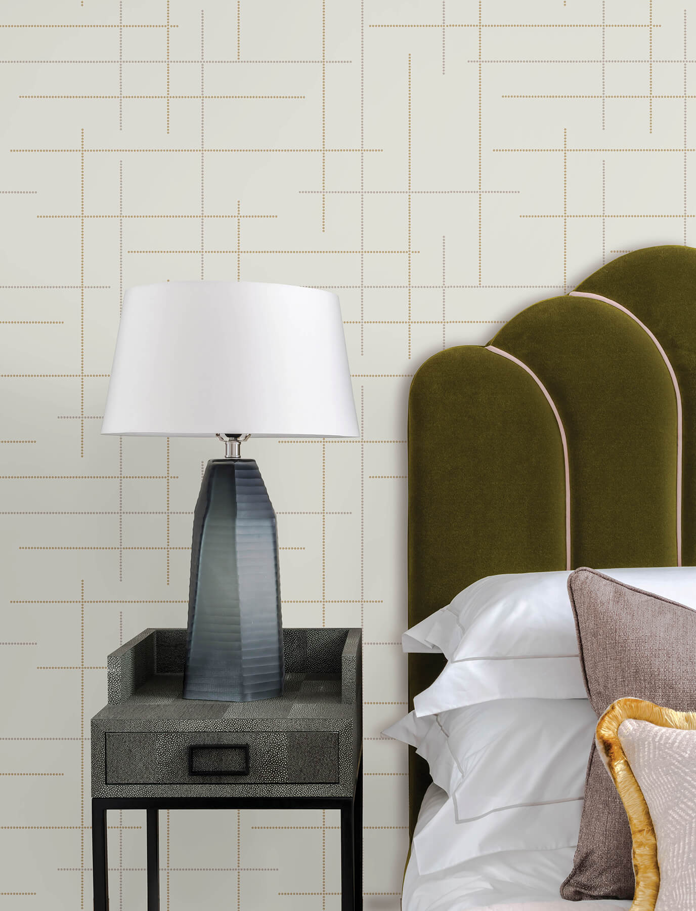 Wylie Metallic Dotted Gridlines Wallpaper