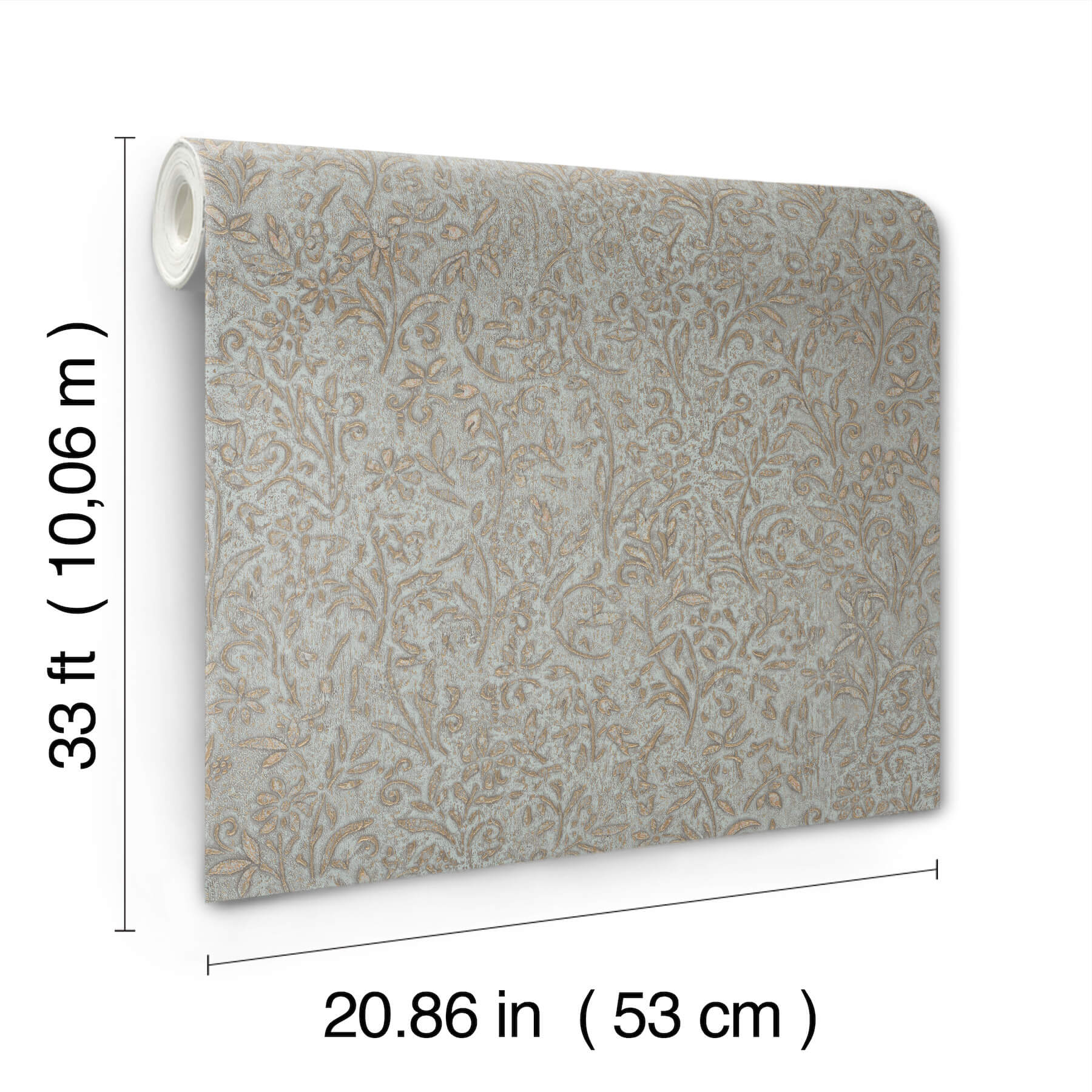 Sculpted Floral Gold Relief Wallpaper