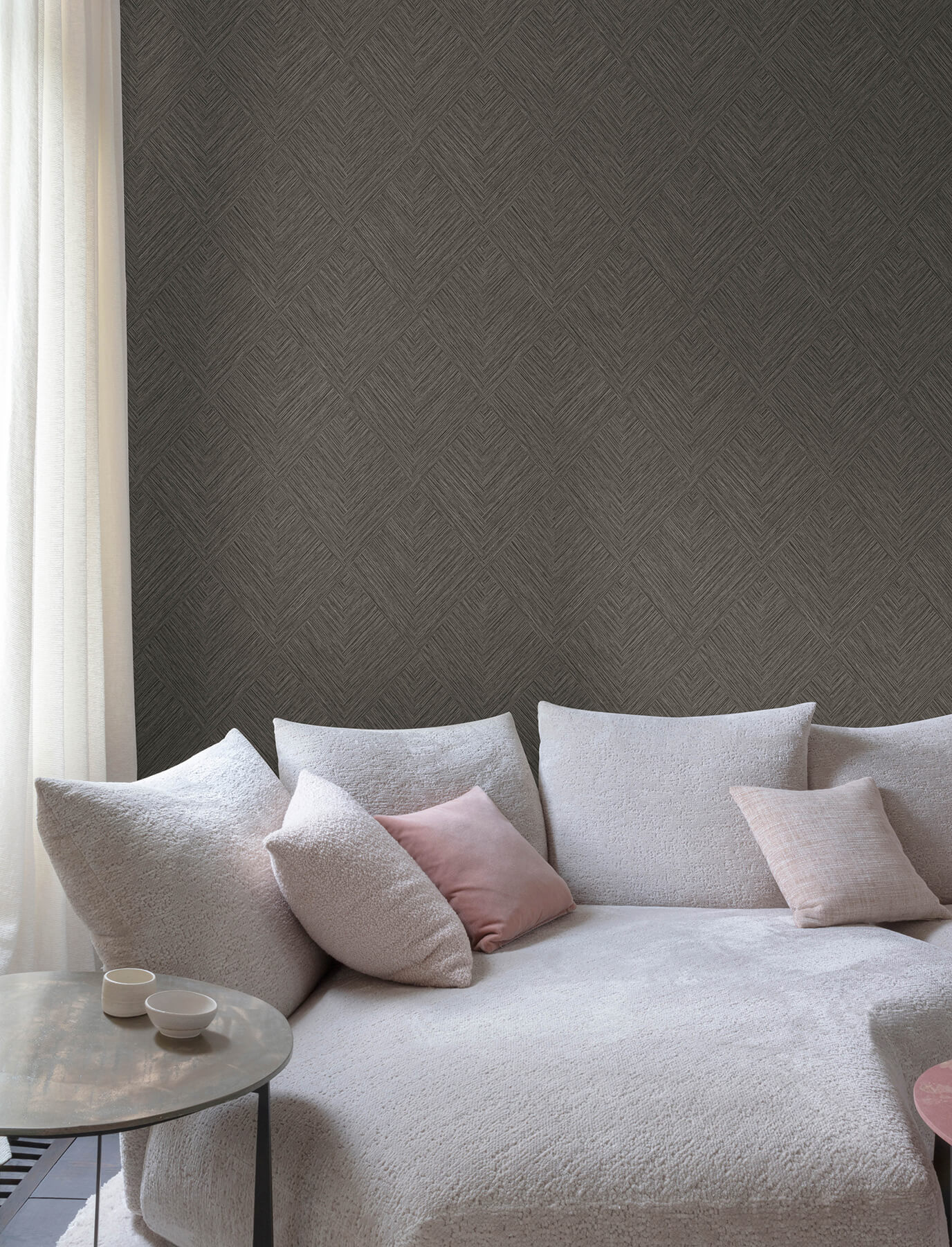 Hollis Charcoal Textured Diamond Wallpaper