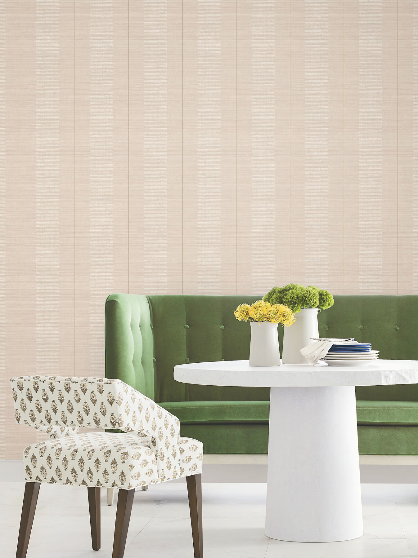 Colbert Stripe Blush Textured Wallpaper