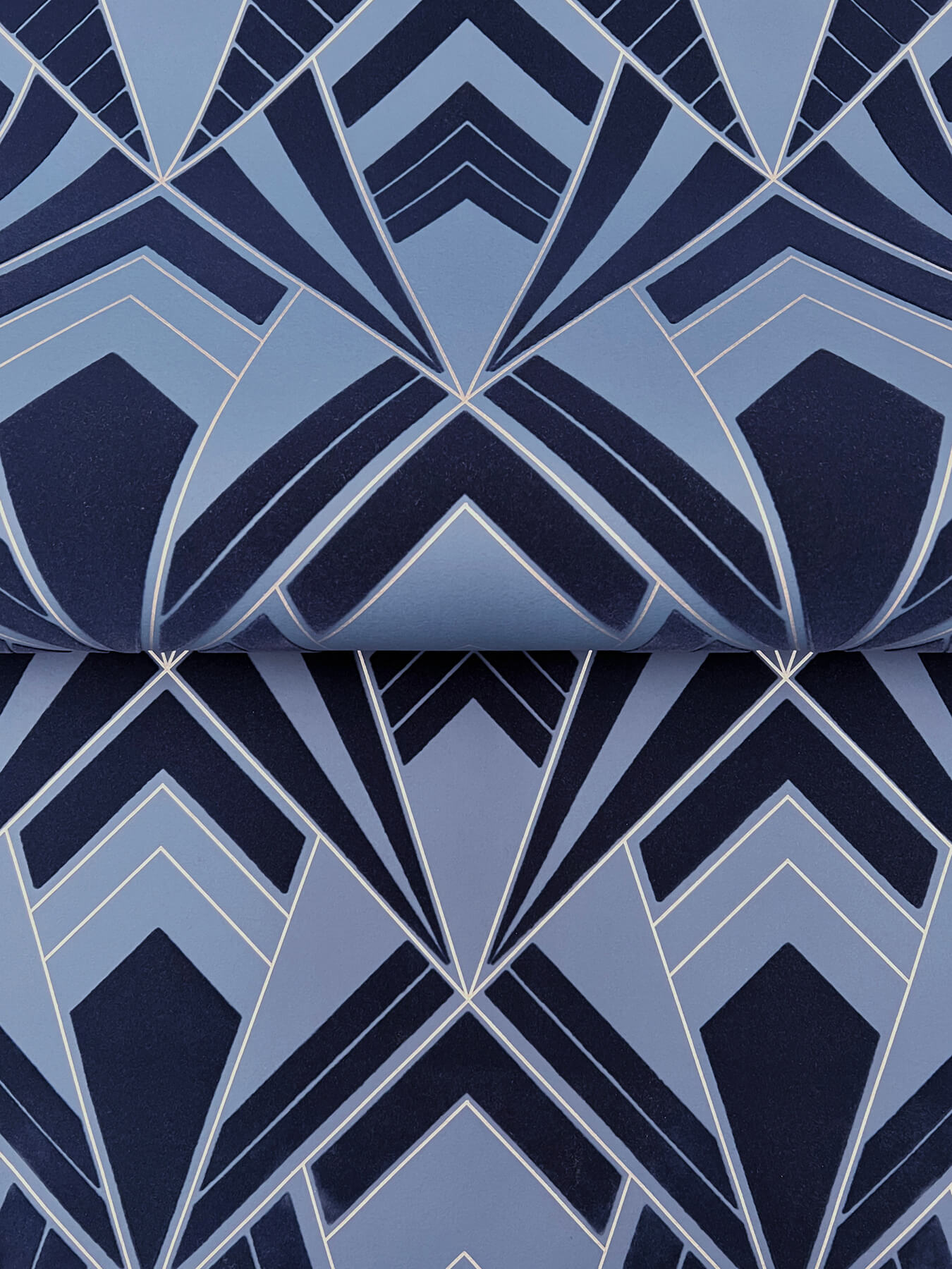 Allenby Indigo Flocked Wallpaper