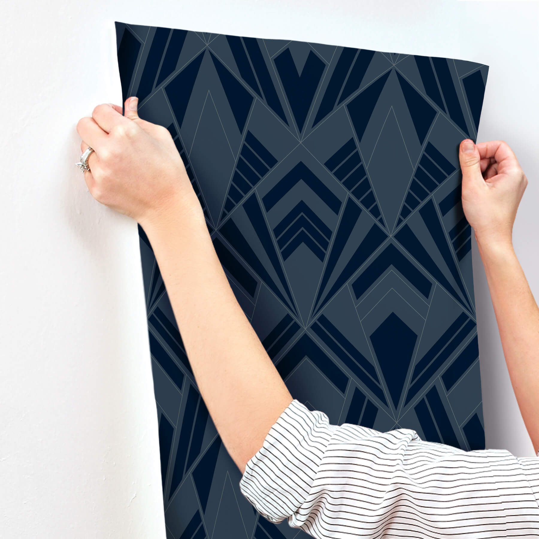 Allenby Indigo Flocked Wallpaper