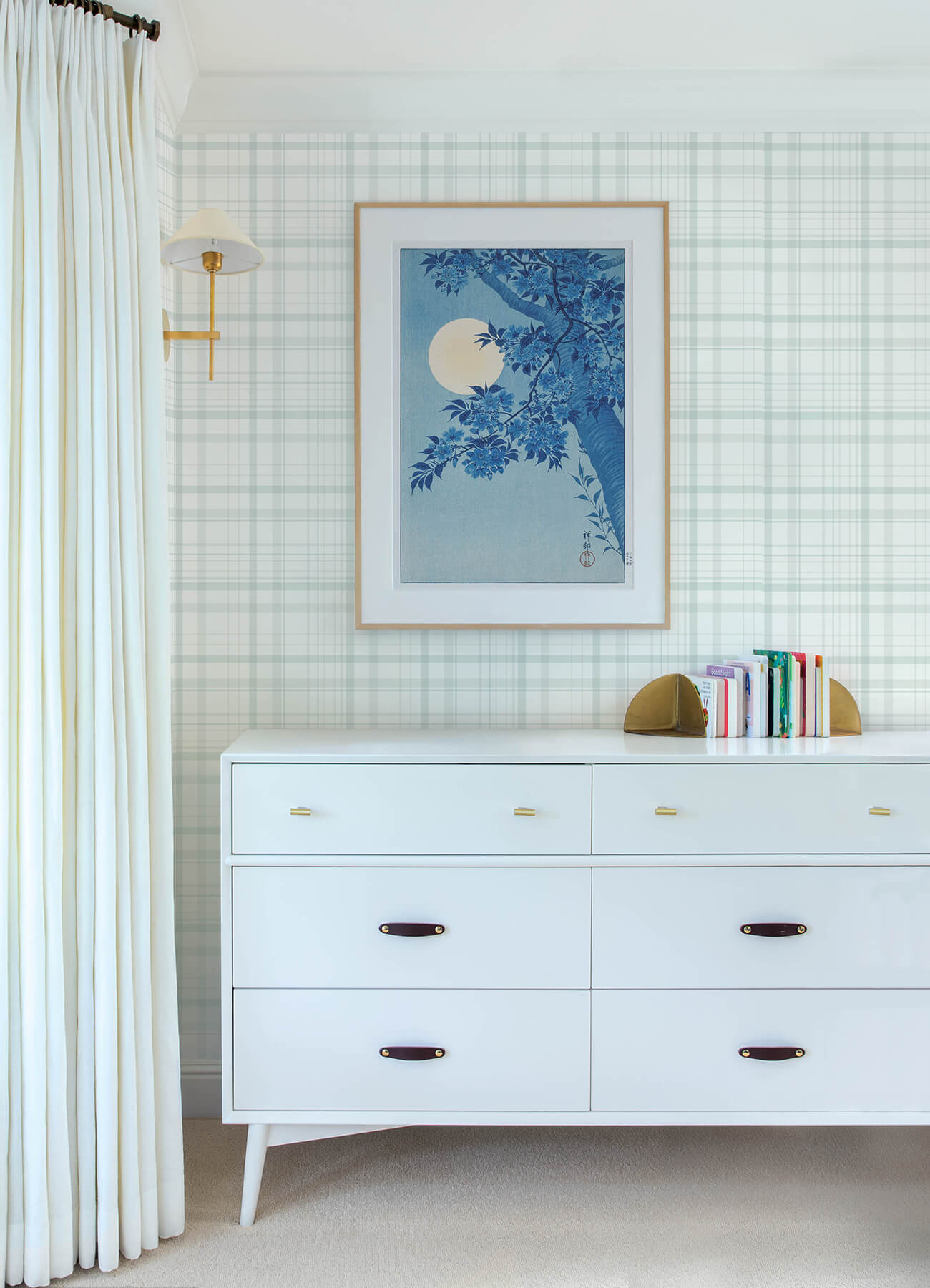 Burgess Light Blue Plaid Wallpaper