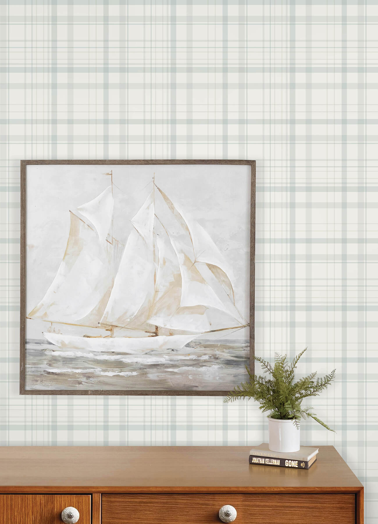 Burgess Light Blue Plaid Wallpaper