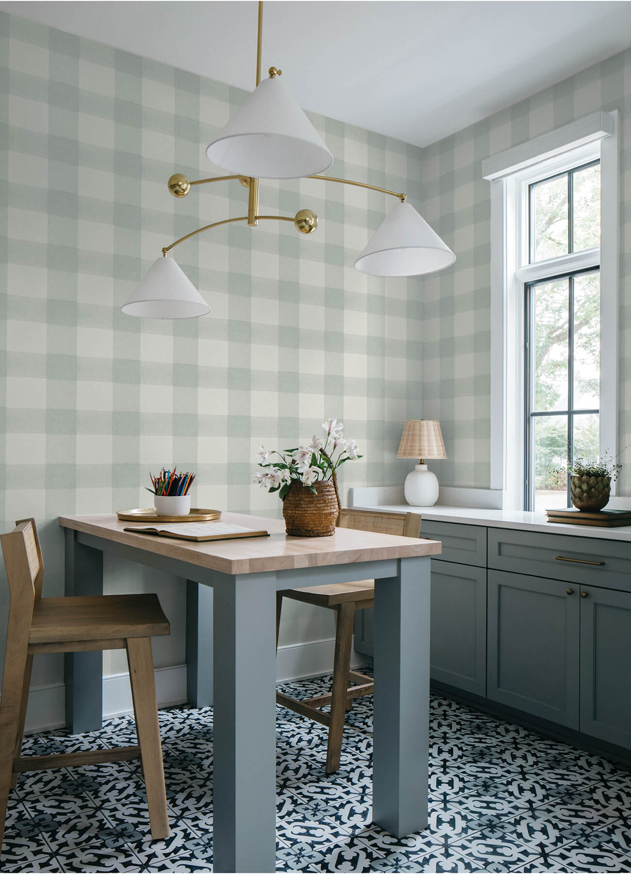 Thorpe Aqua Plaid Wallpaper