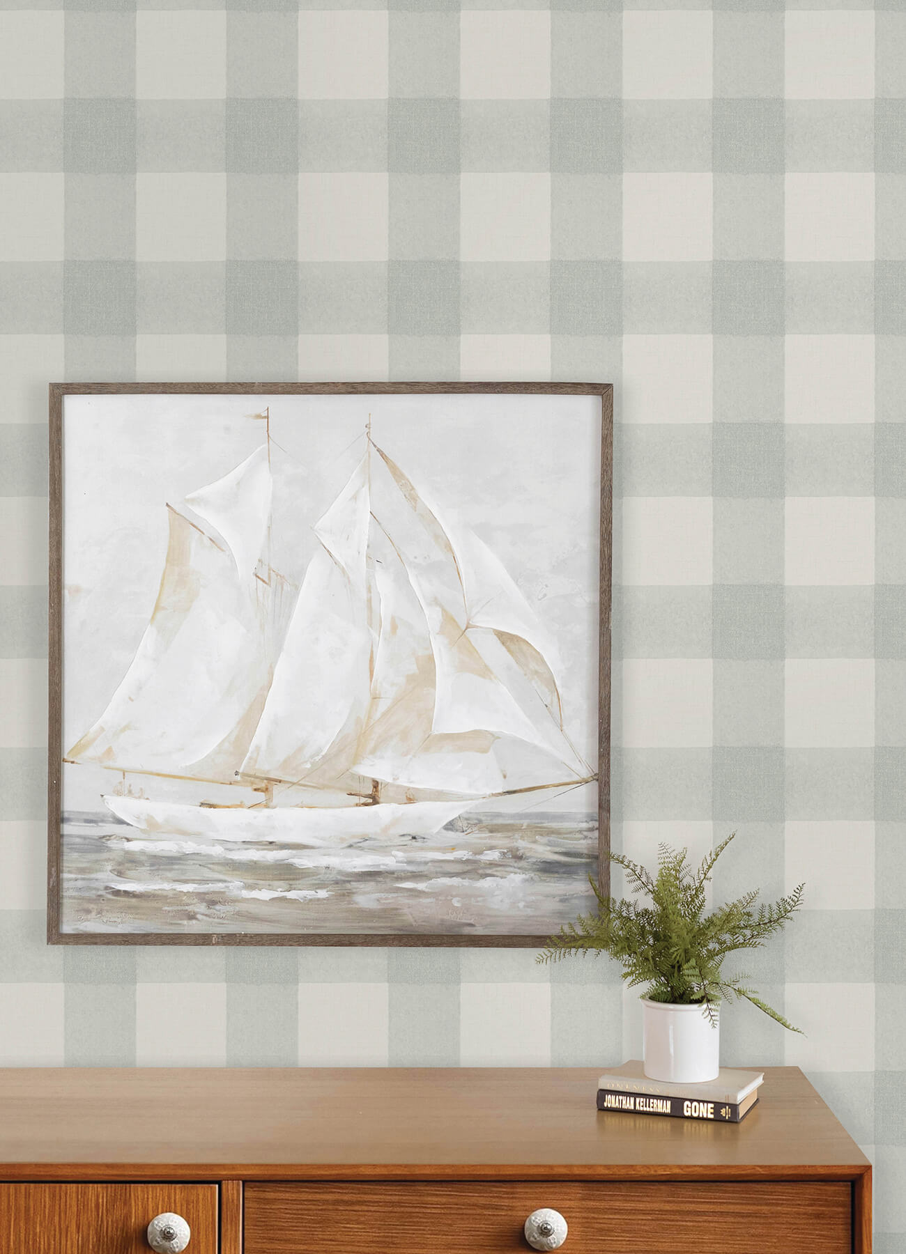 Thorpe Aqua Plaid Wallpaper