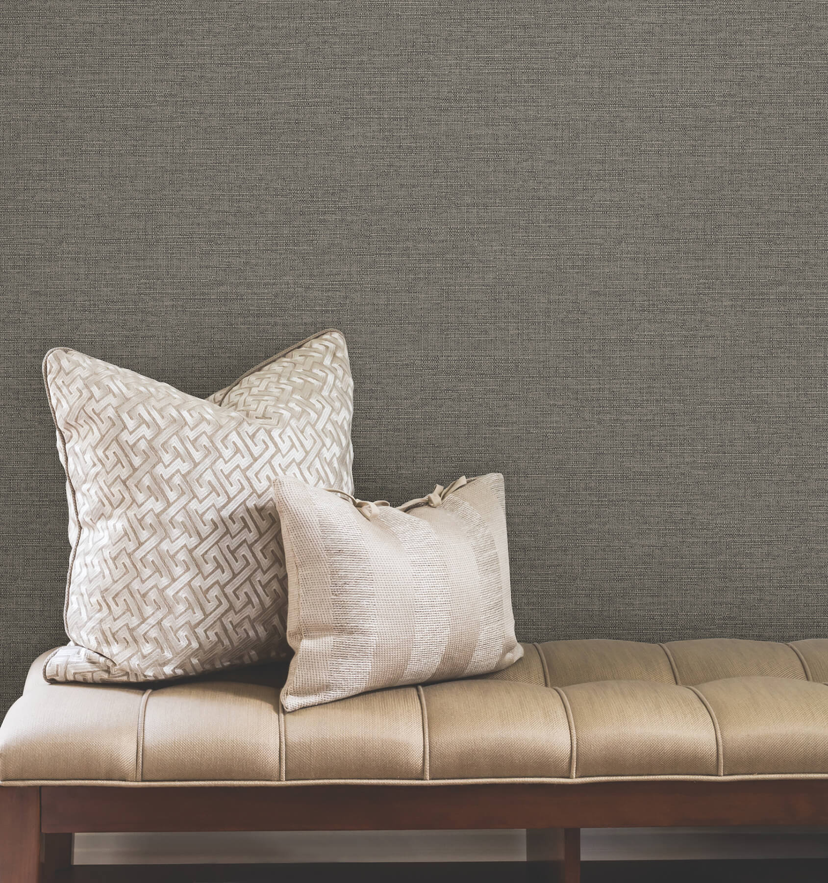 Terrene Charcoal Faux Linen Wallpaper