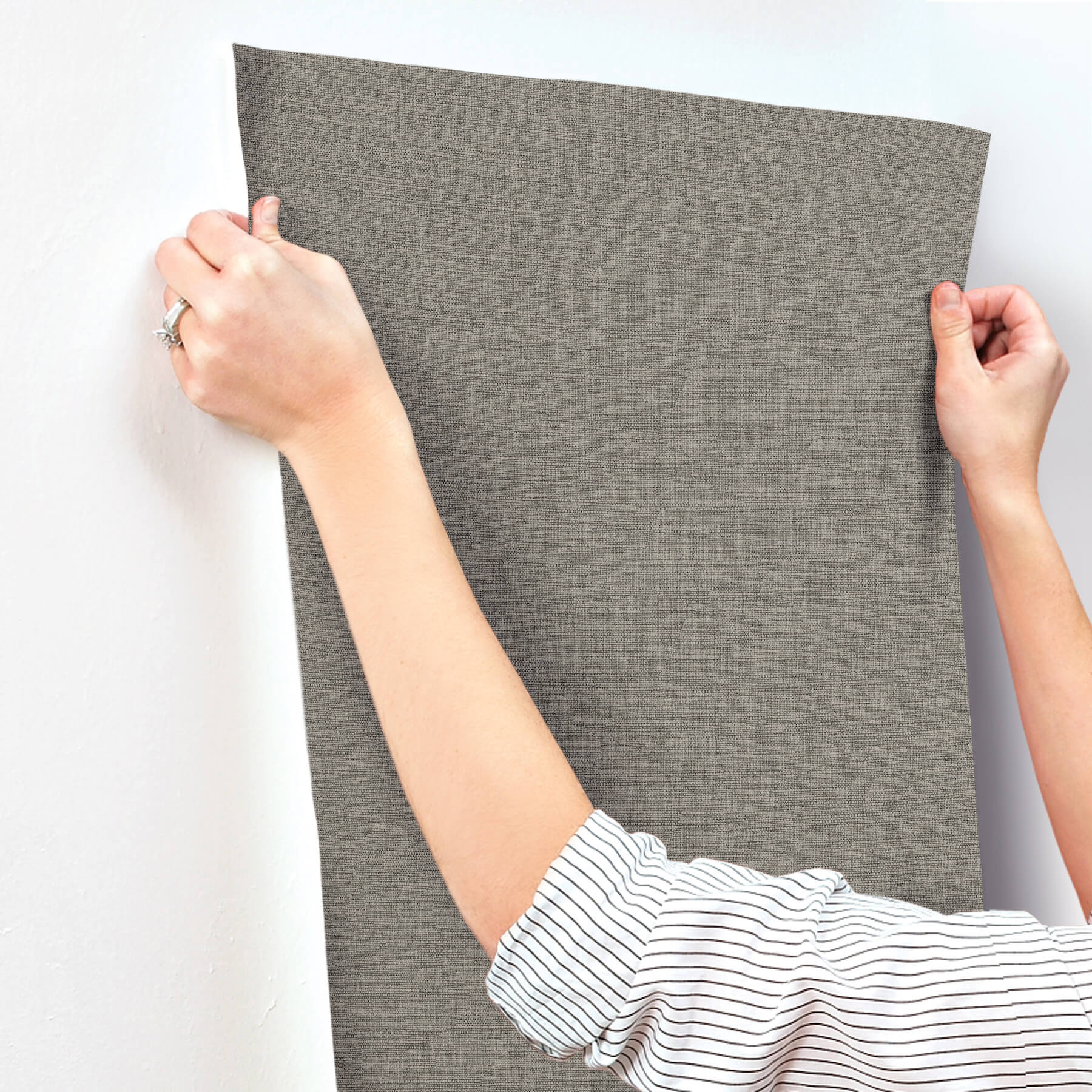 Terrene Charcoal Faux Linen Wallpaper