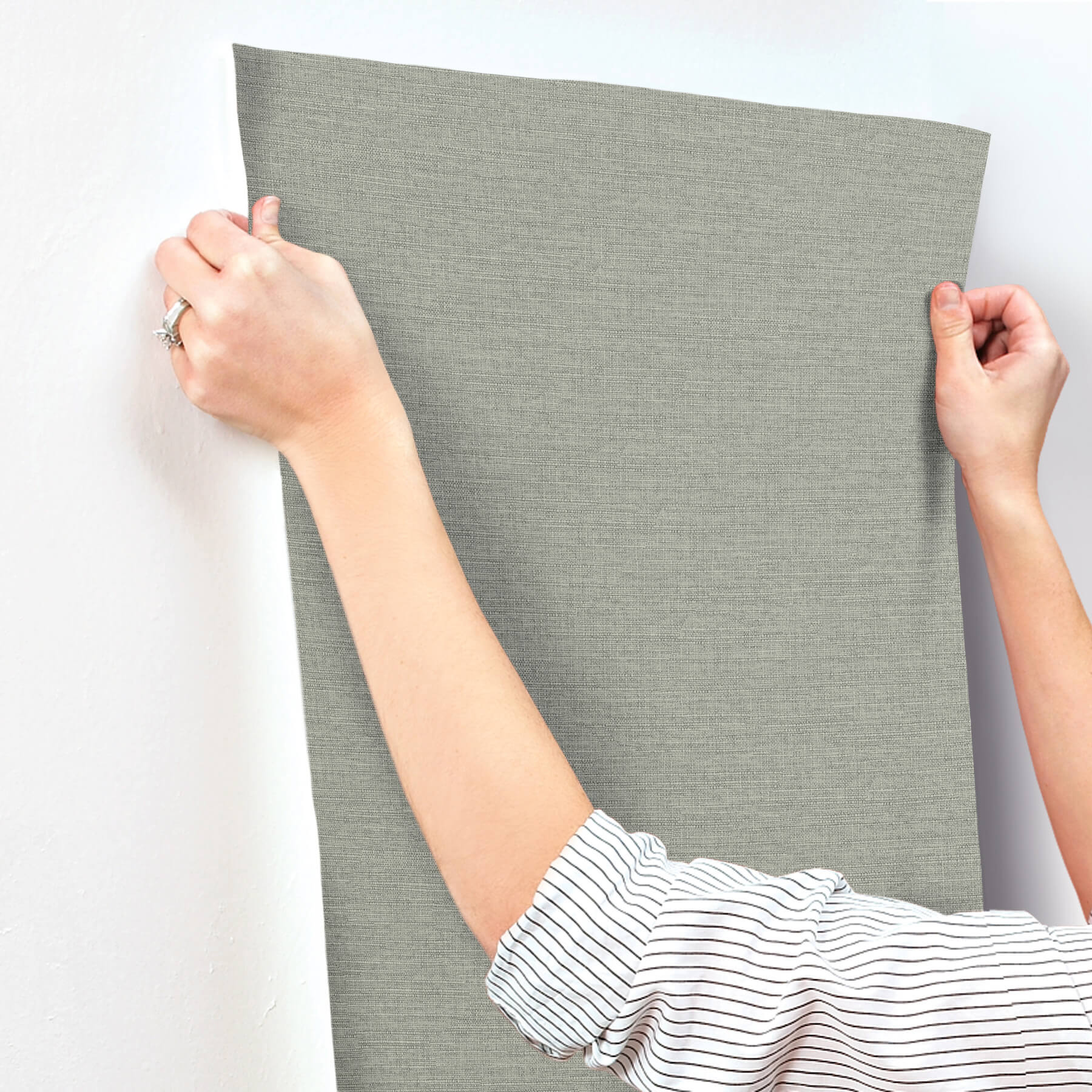 Terrene Moss Faux Linen Wallpaper