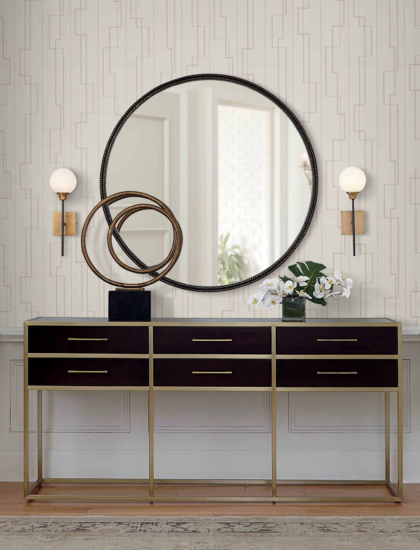 Anson Ivory Deco Detailing Wallpaper