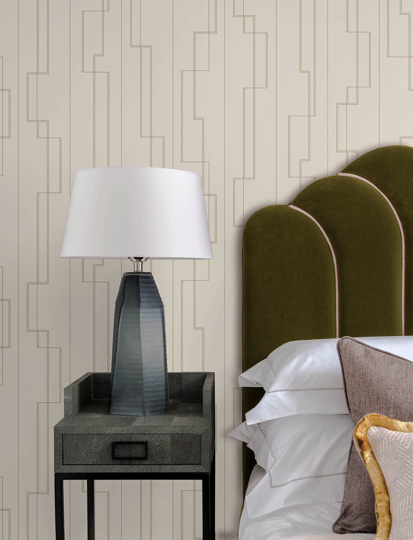Anson Ivory Deco Detailing Wallpaper