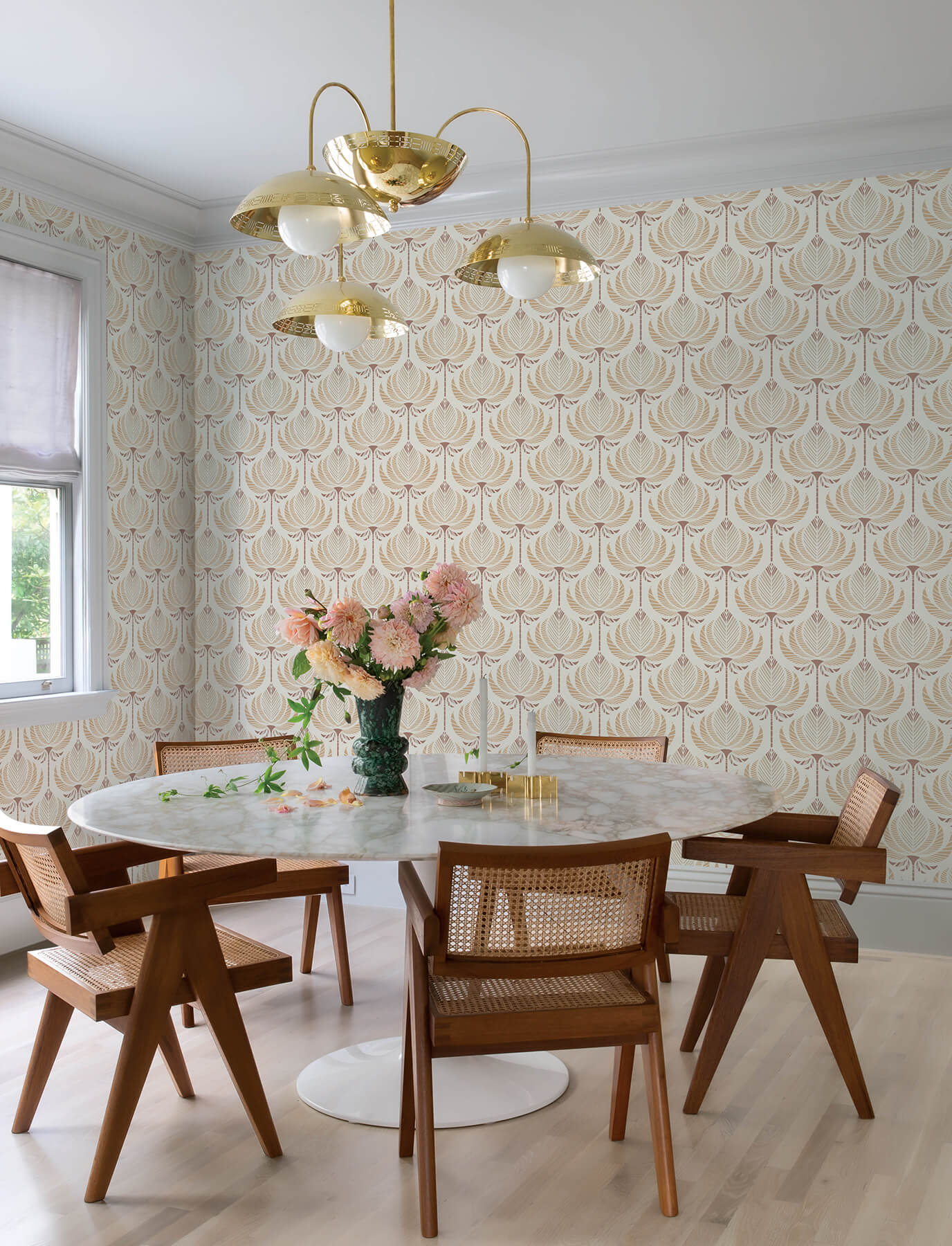 Ferrenby Apricot Floral Fan Wallpaper