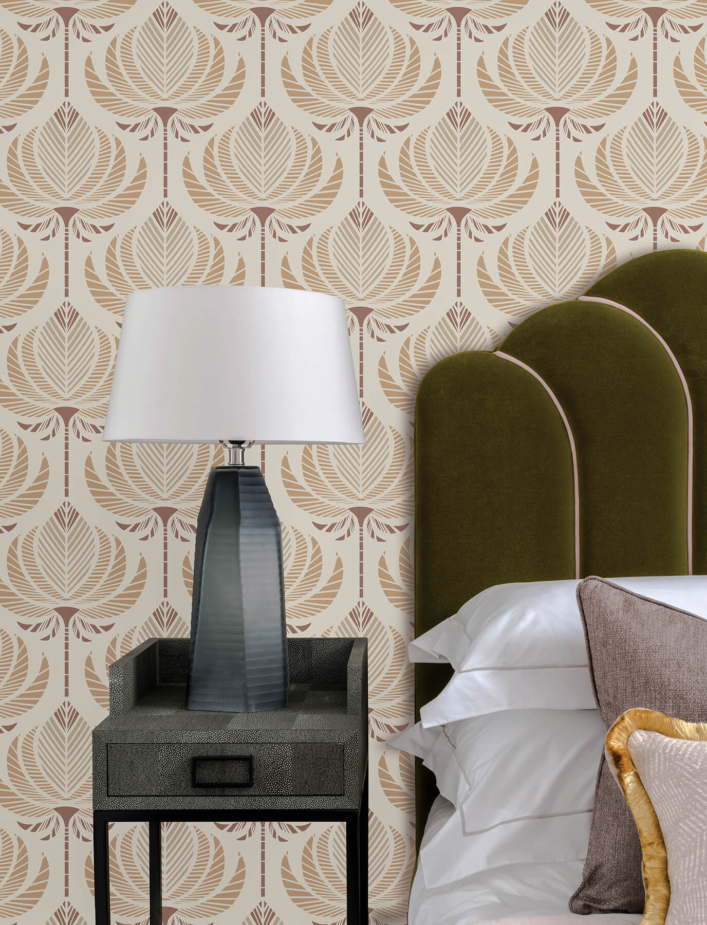 Ferrenby Apricot Floral Fan Wallpaper